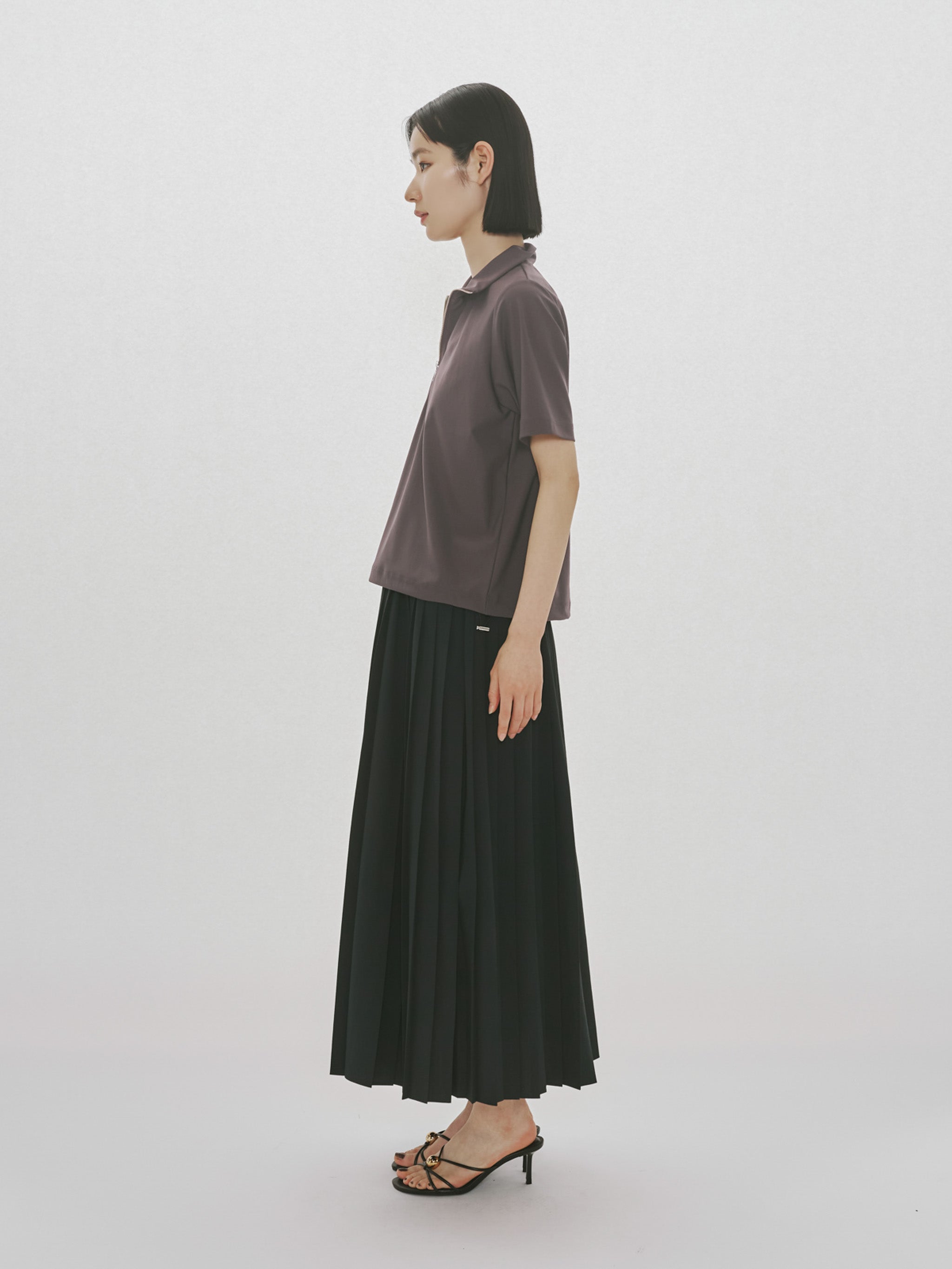 essential zip neck top