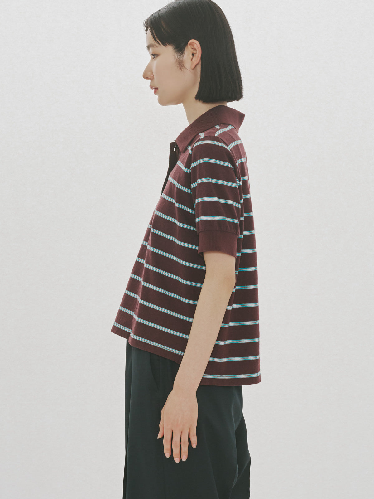 multi-striped polo pulover｜マルチストライプポロ｜ MIDIUMISOLID