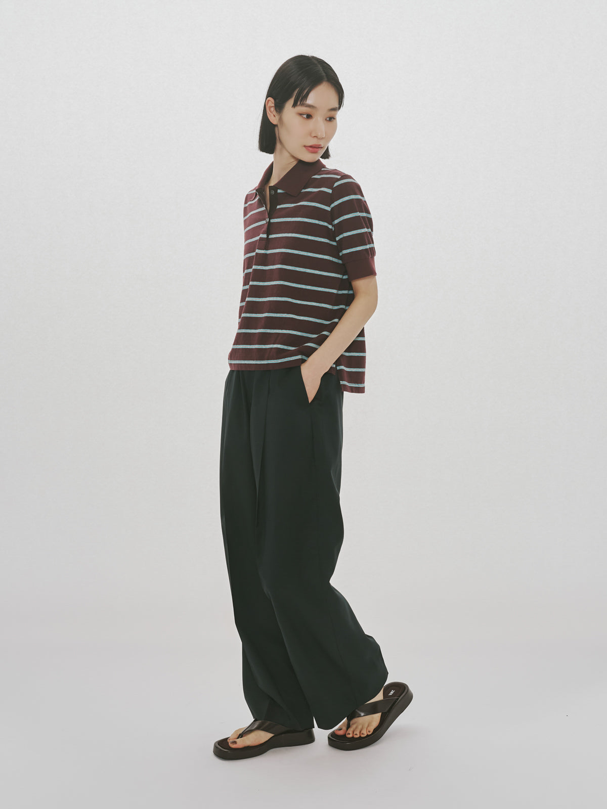 multi-striped polo pulover｜マルチストライプポロ｜ MIDIUMISOLID
