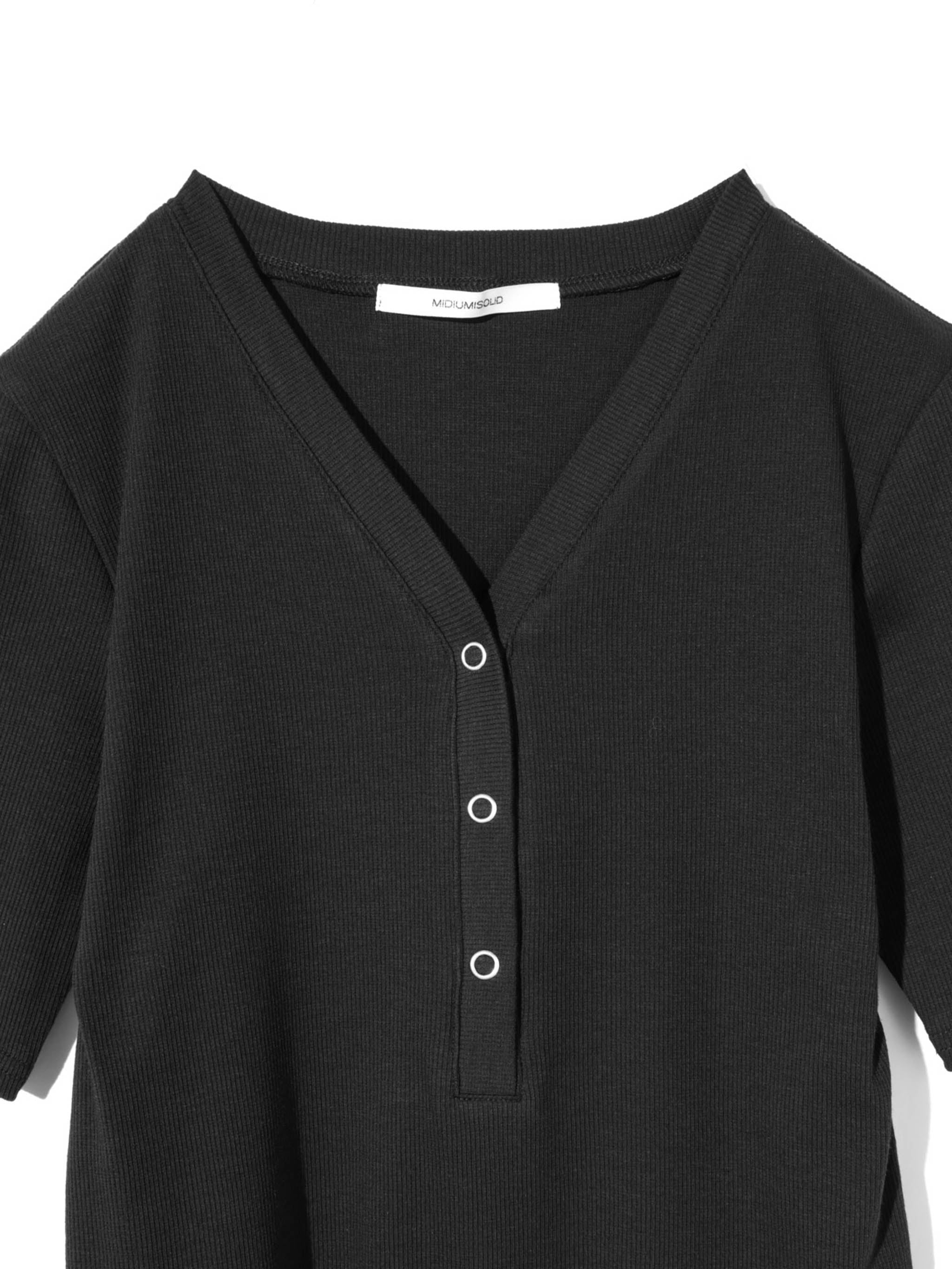 rib henley neck pullover