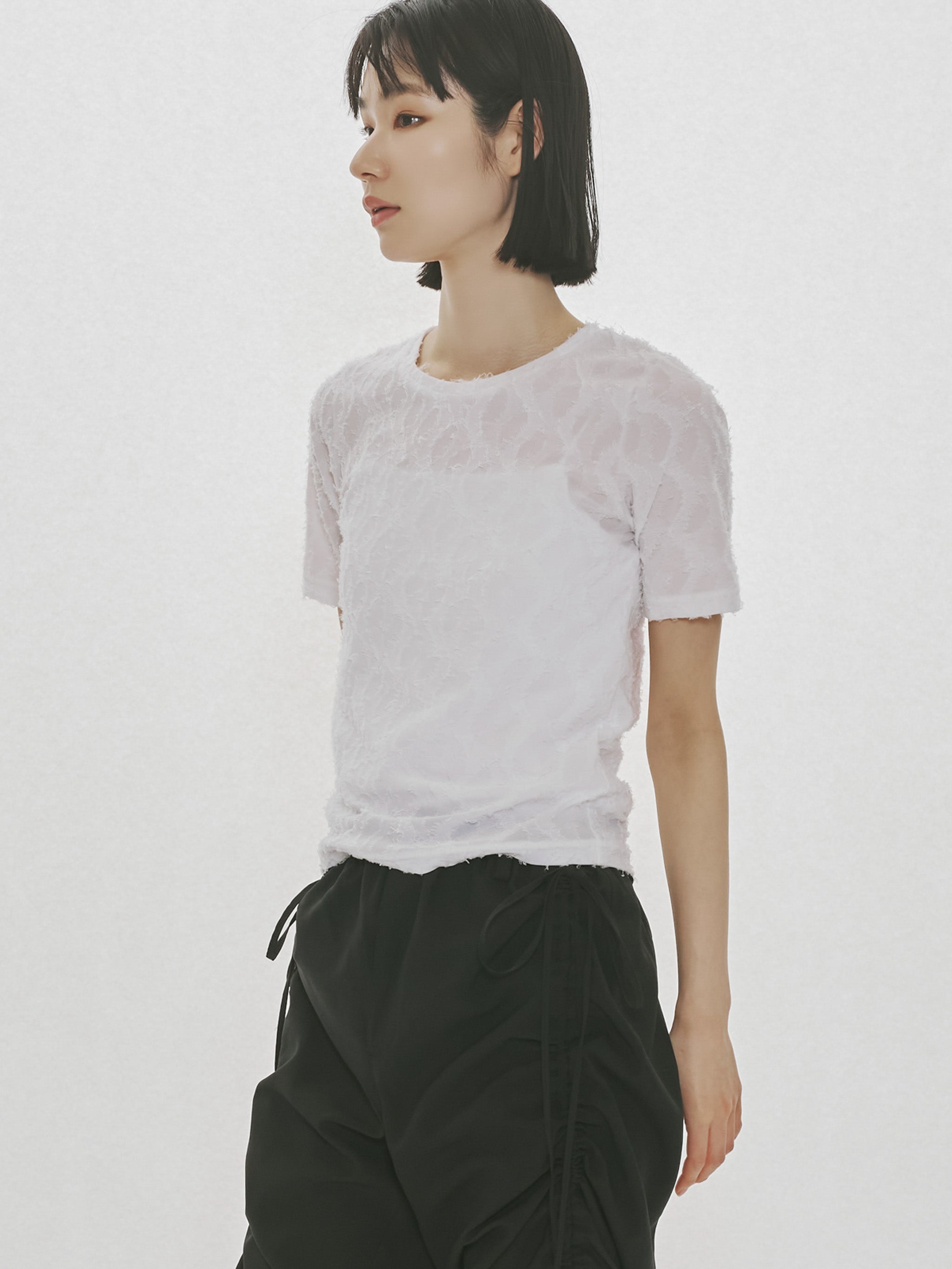 jacquard crew neck sheer inner