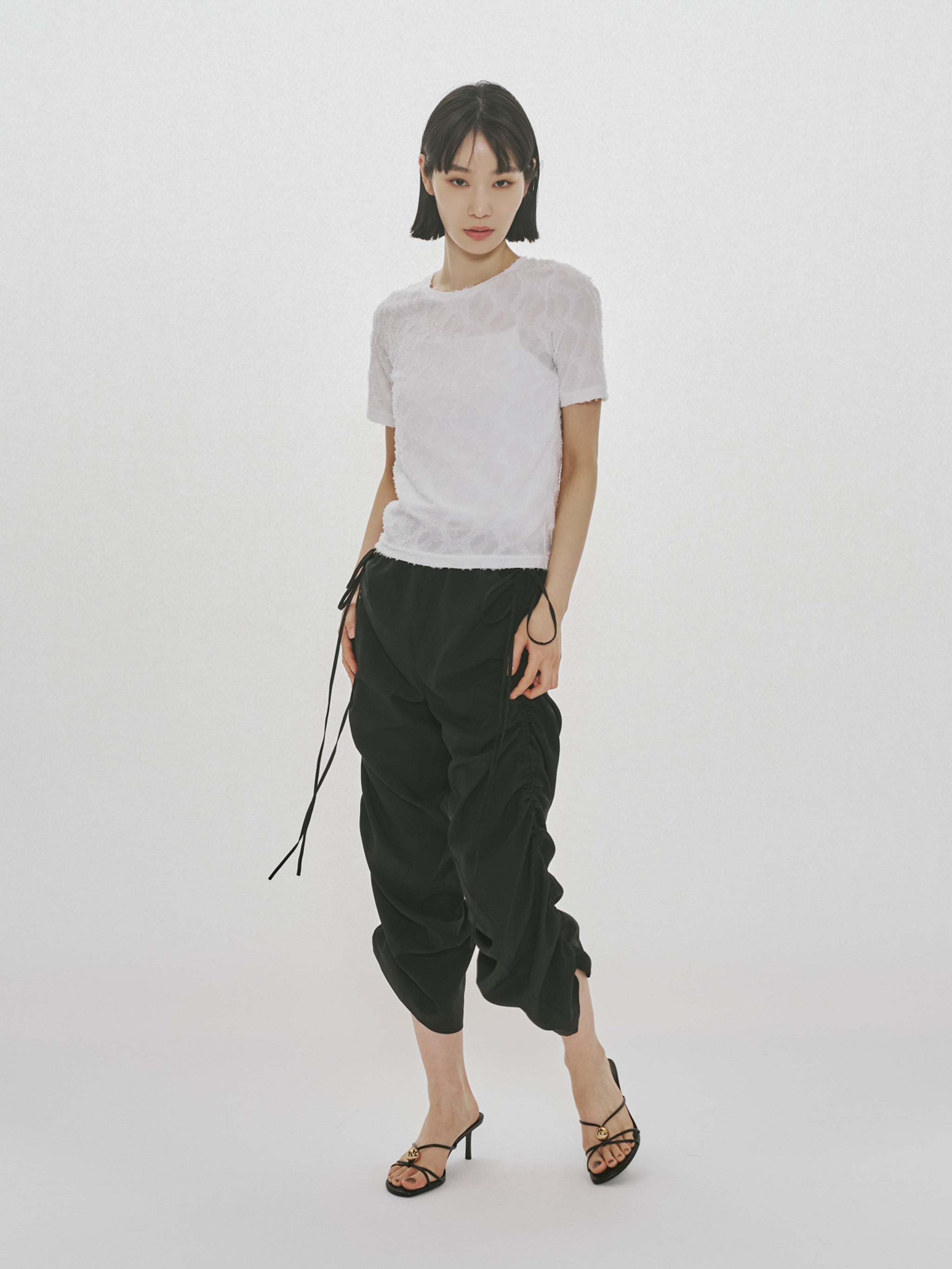 jacquard crew neck sheer inner