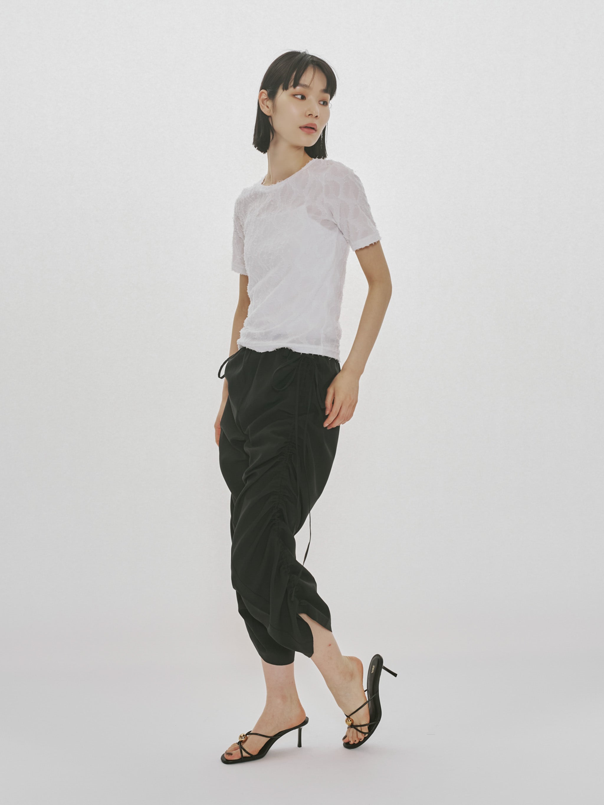 jacquard crew neck sheer inner