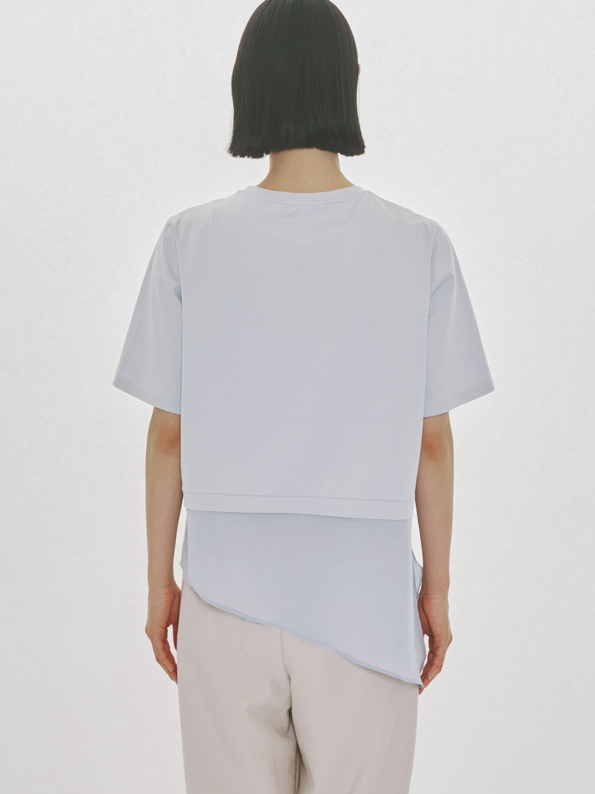 sheer mixed fabric T