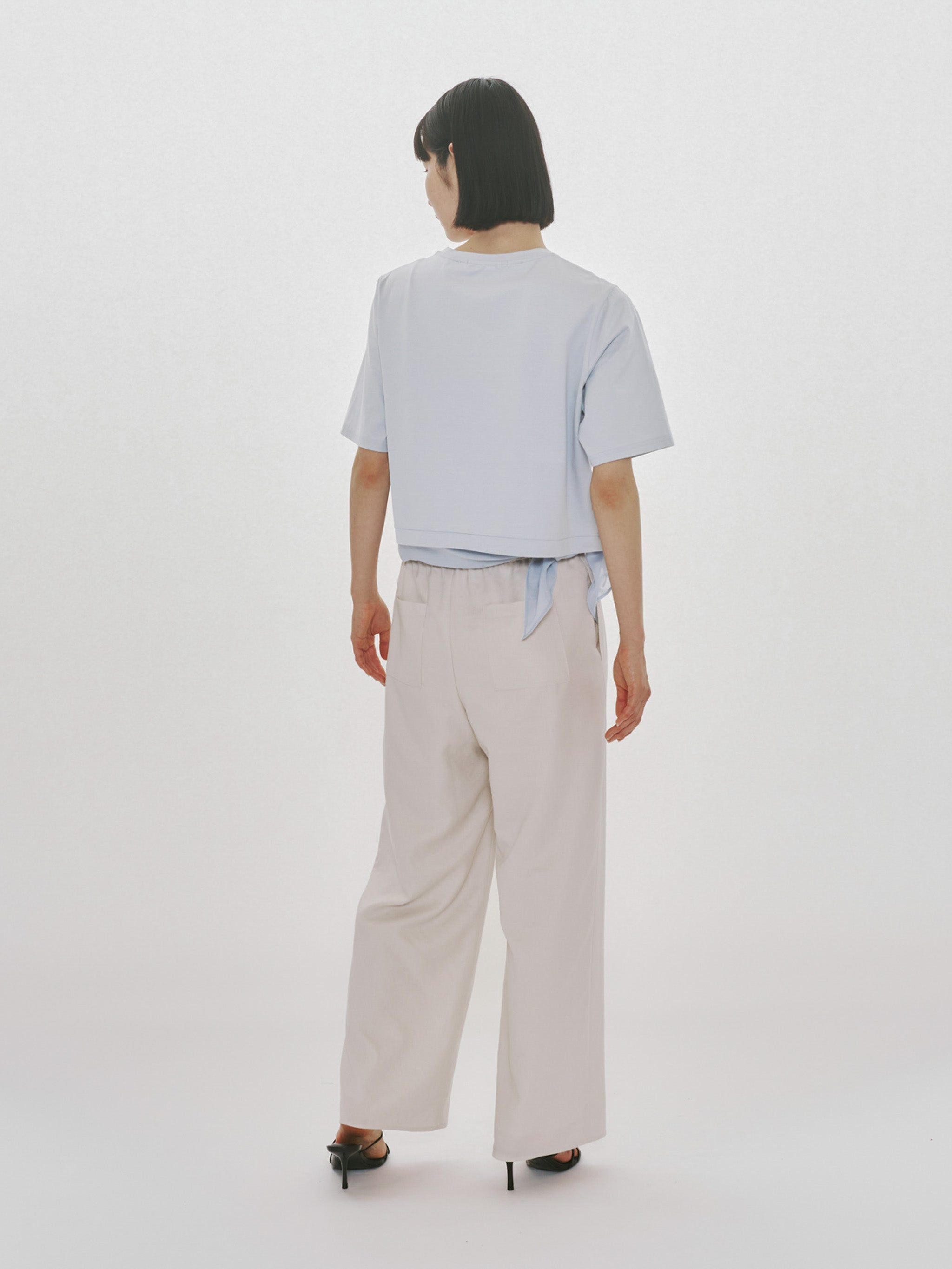 sheer mixed fabric T