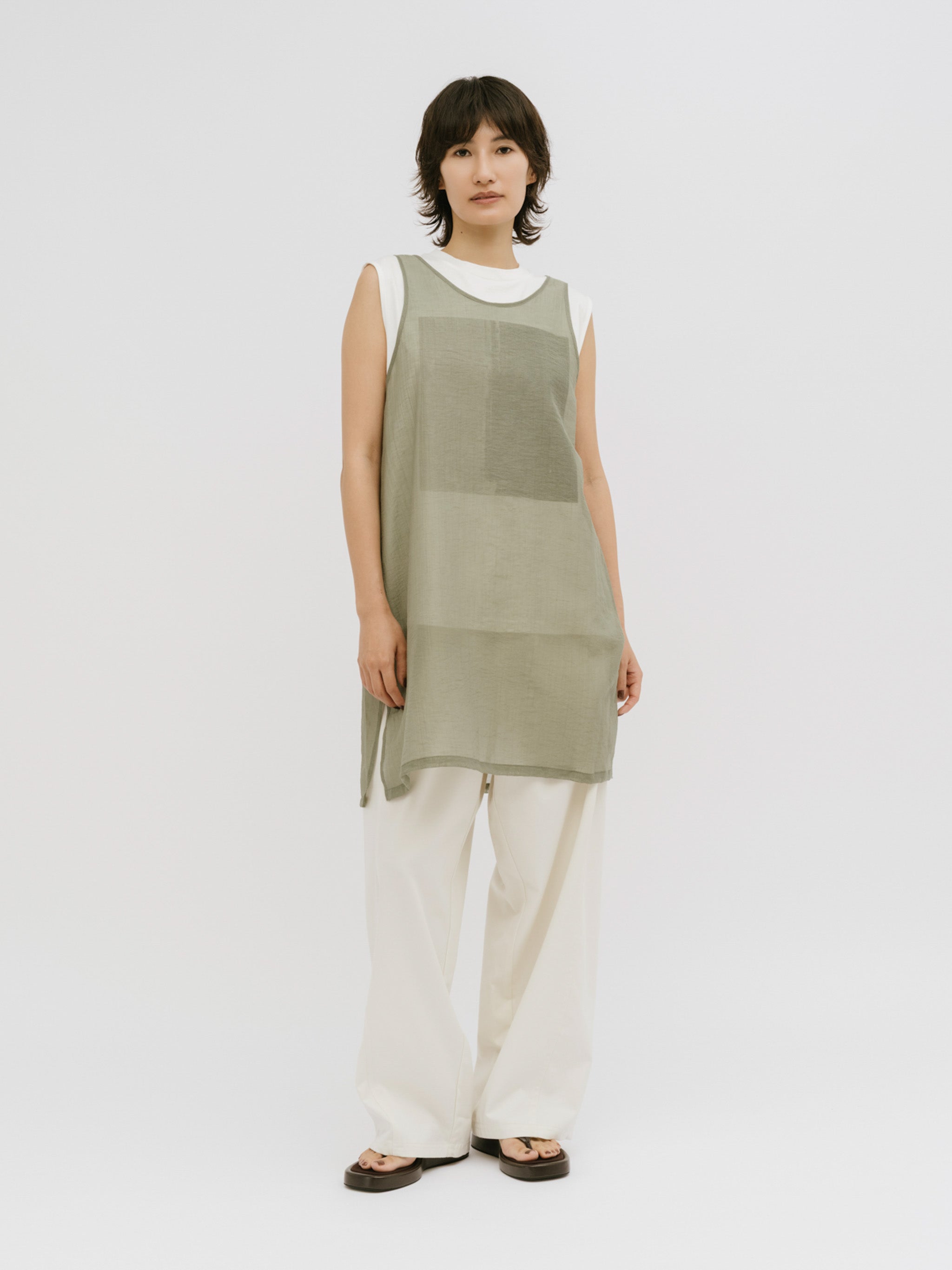 Fog Foil No Sleeve Top｜フォトプリントフォイルノースリーブトップス