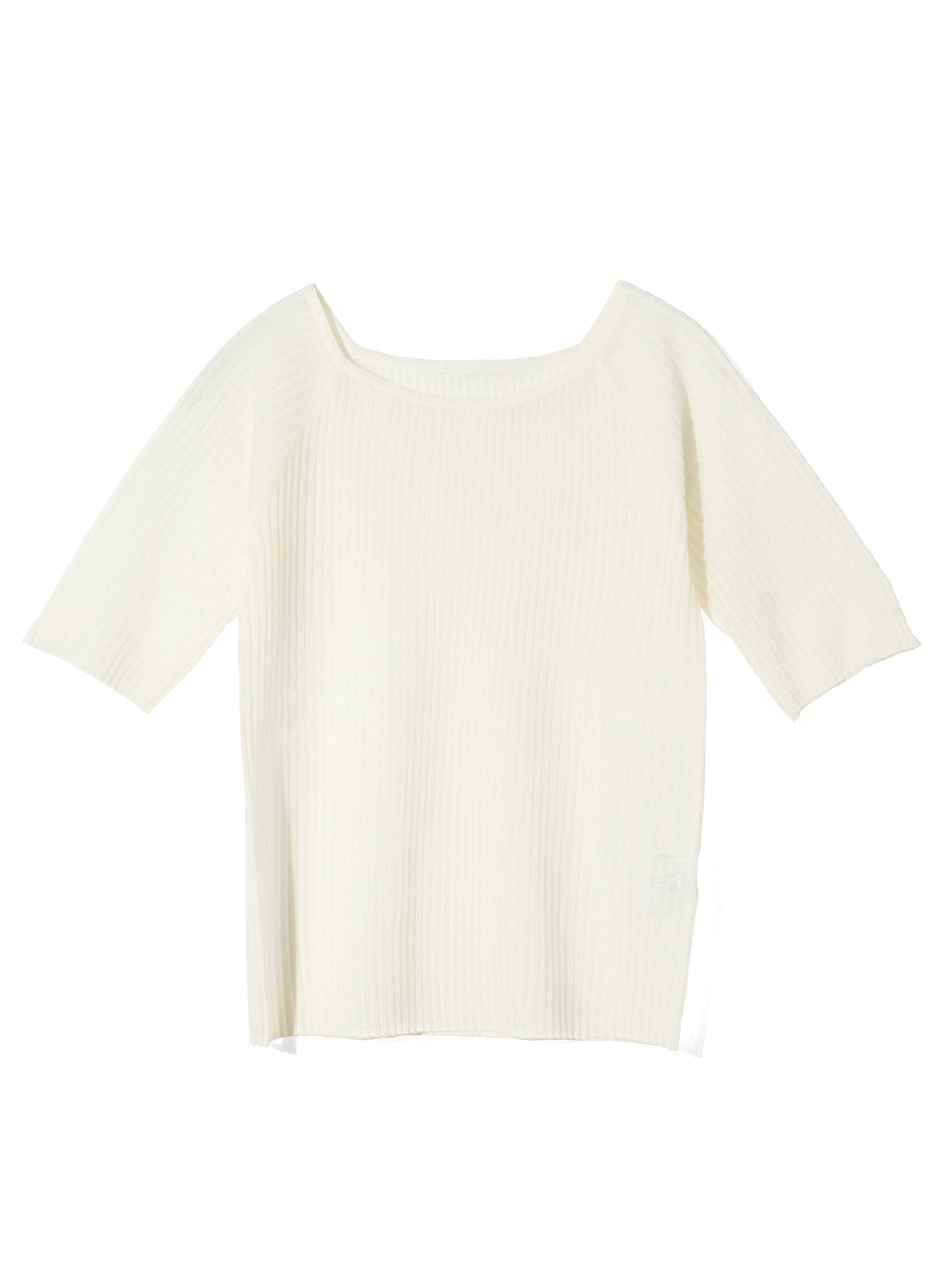 rib square round neck pullover