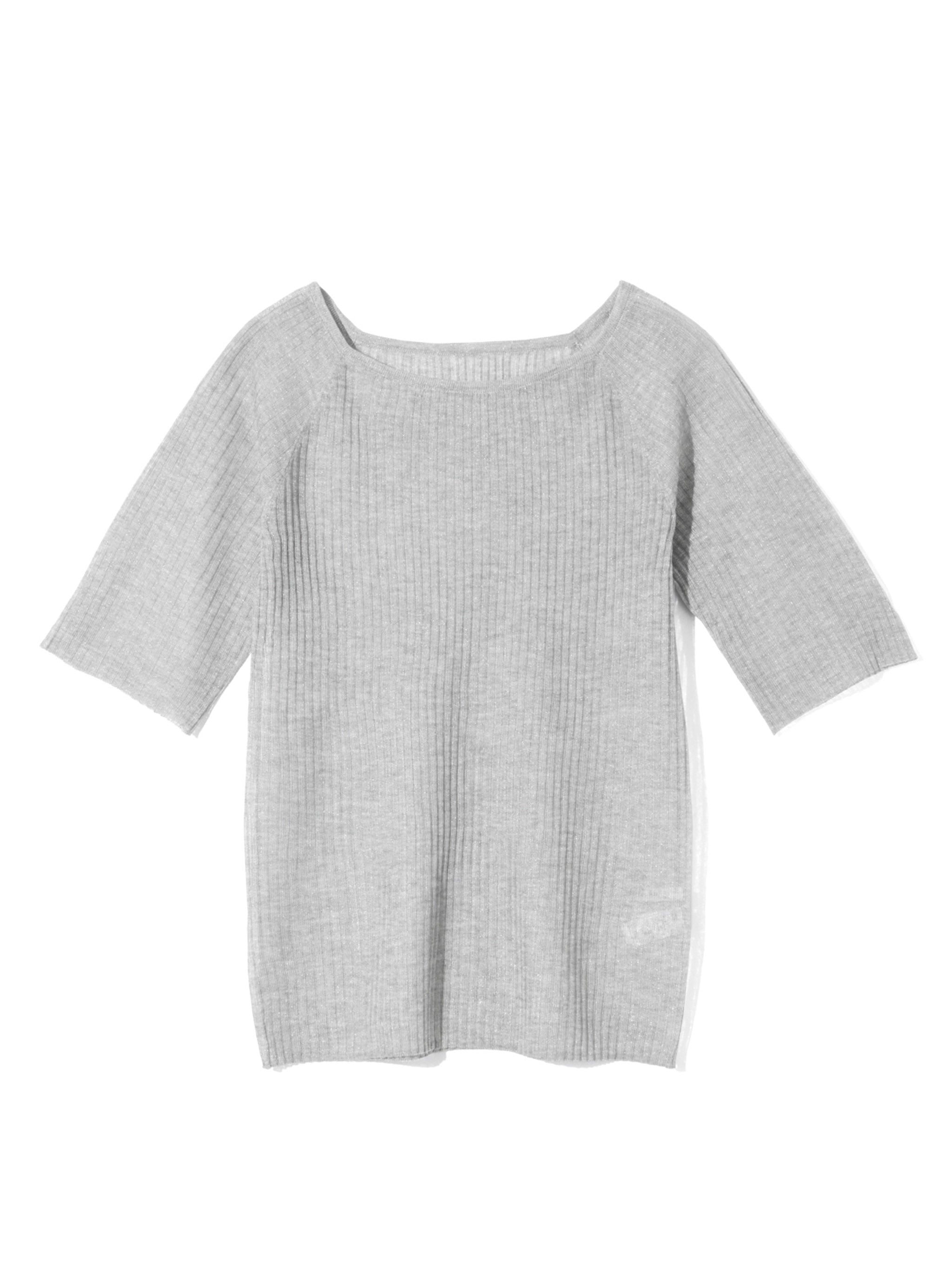 rib square round neck pullover