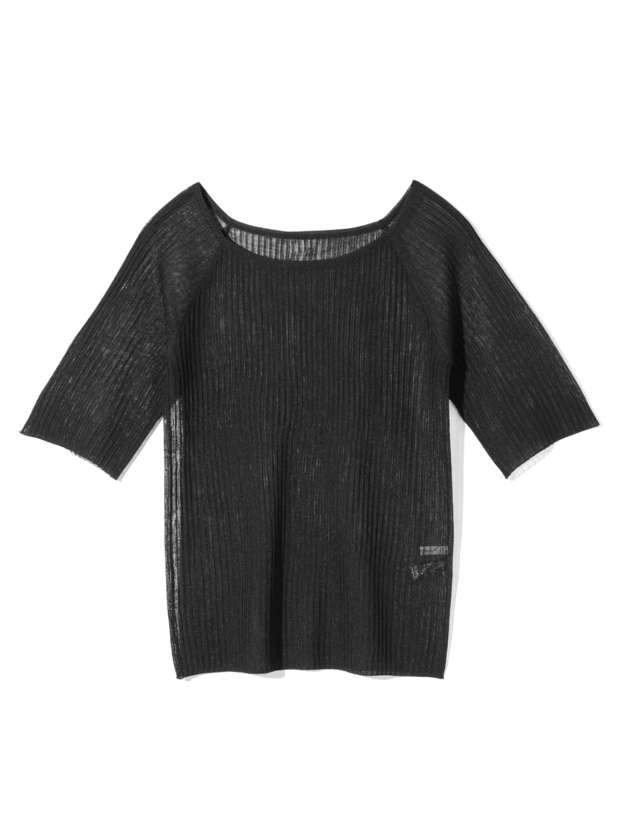 rib square round neck pullover