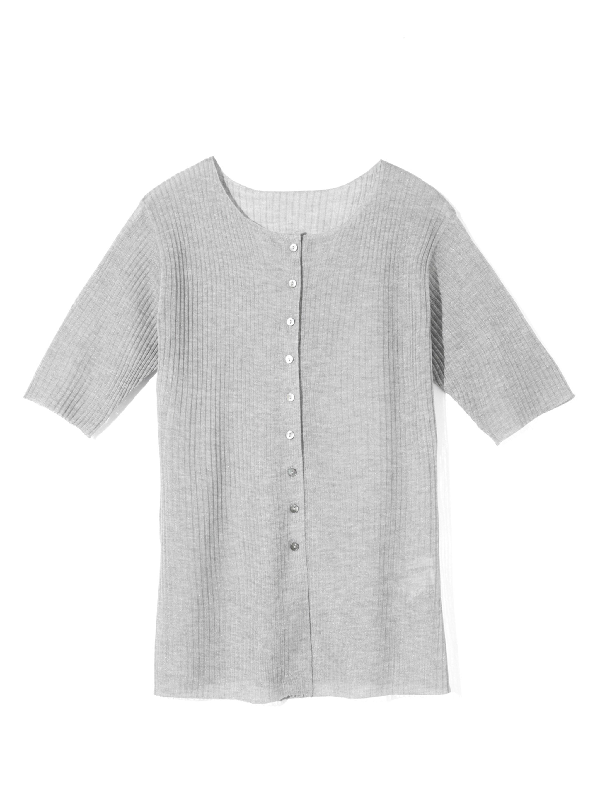 rib crew neck cardigan