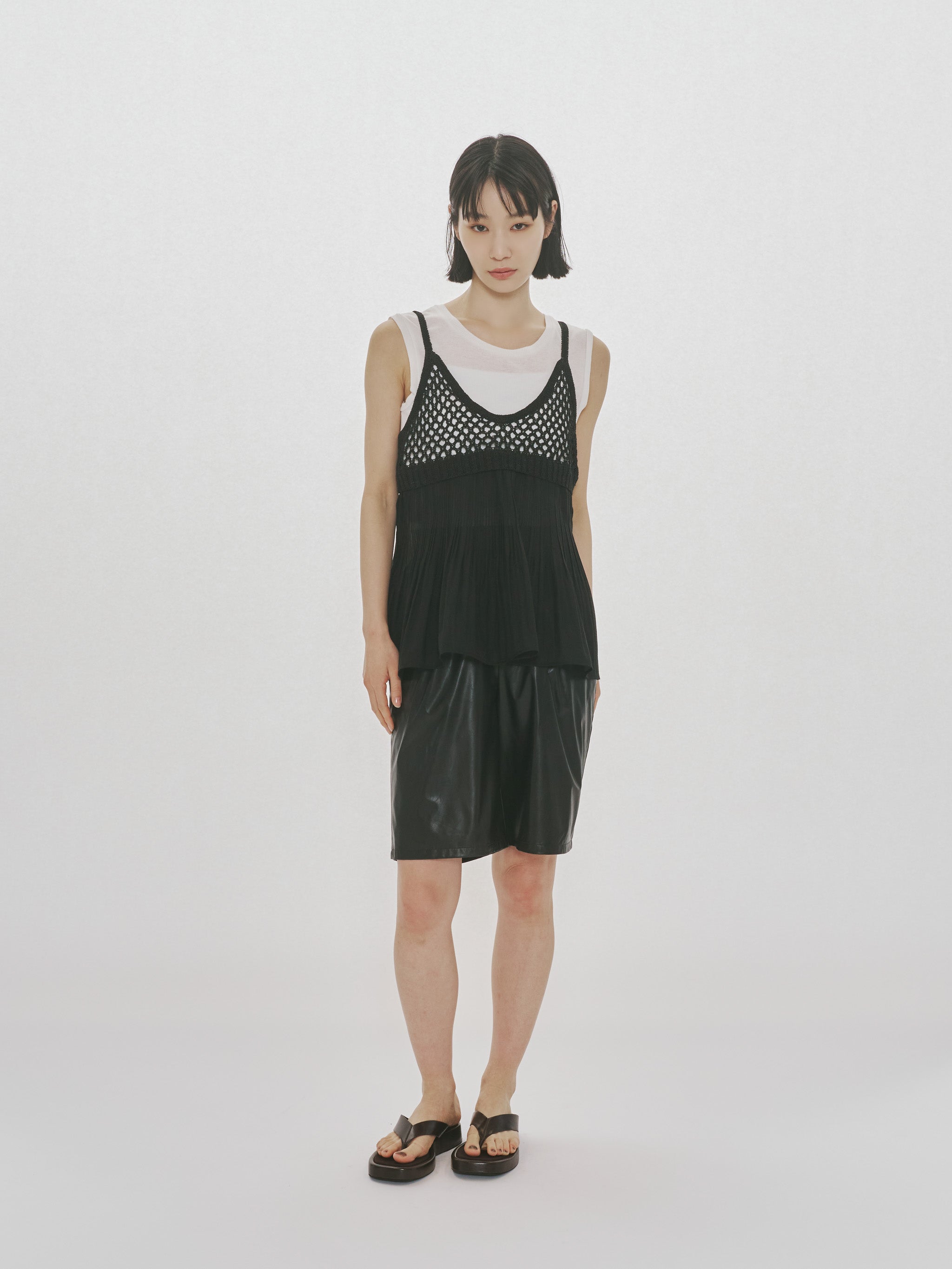 woven pleated combined camisole