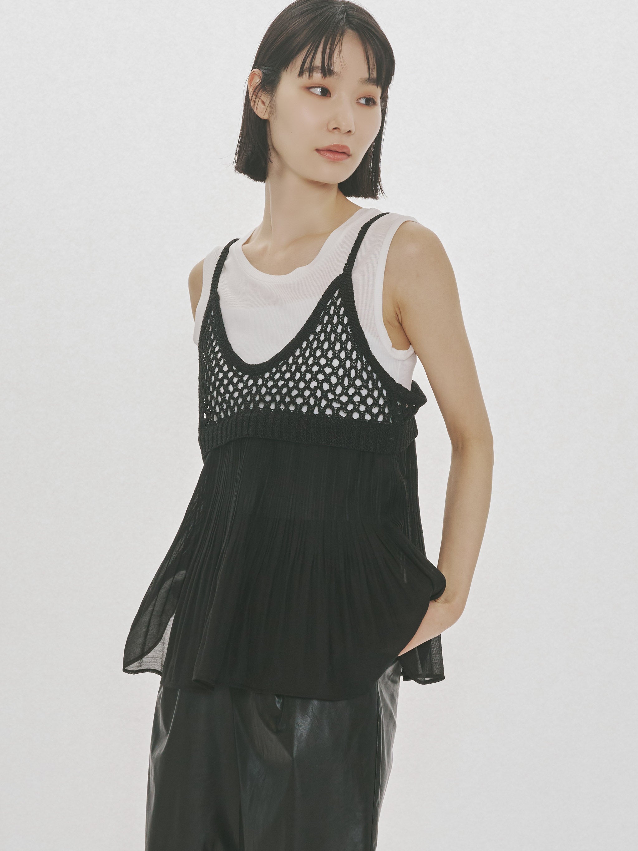 woven pleated combined camisole