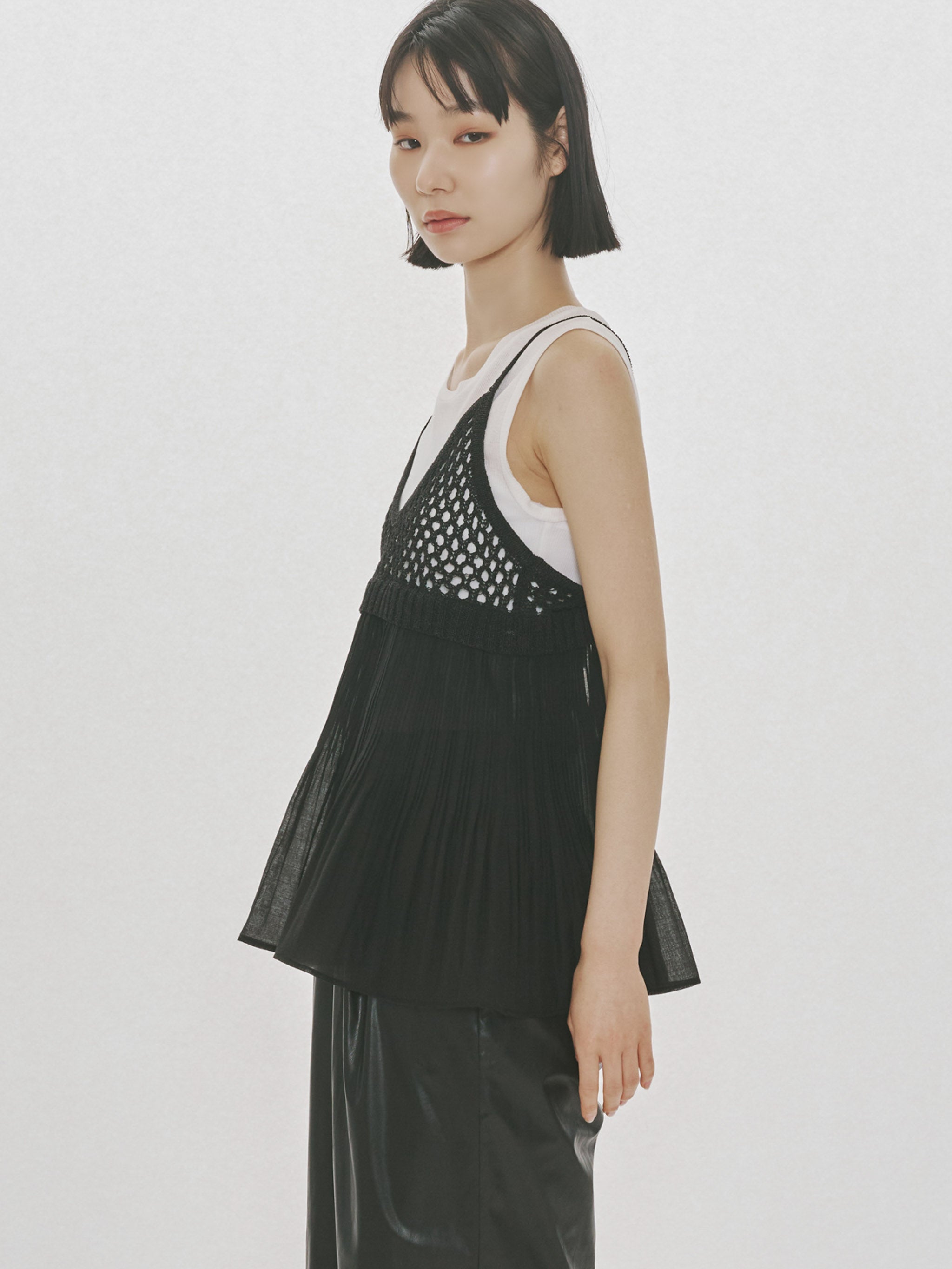 woven pleated combined camisole