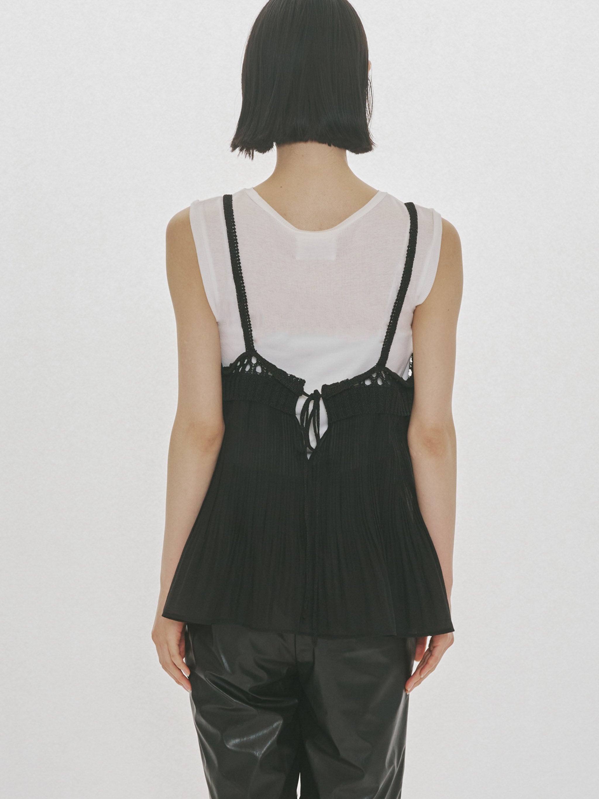 Woven Pleated Combined Camisole｜ニットプリーツキャミソール