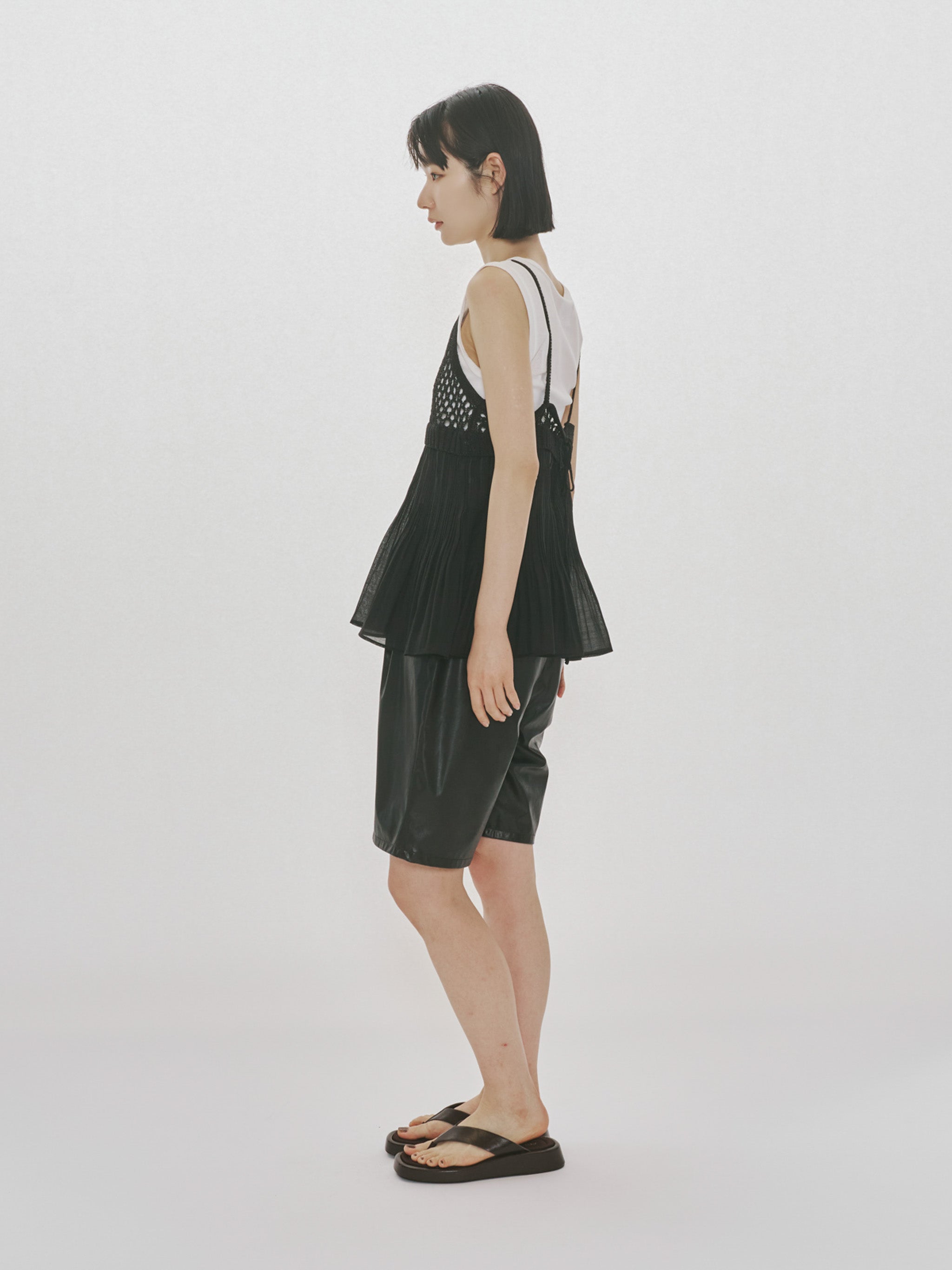 woven pleated combined camisole