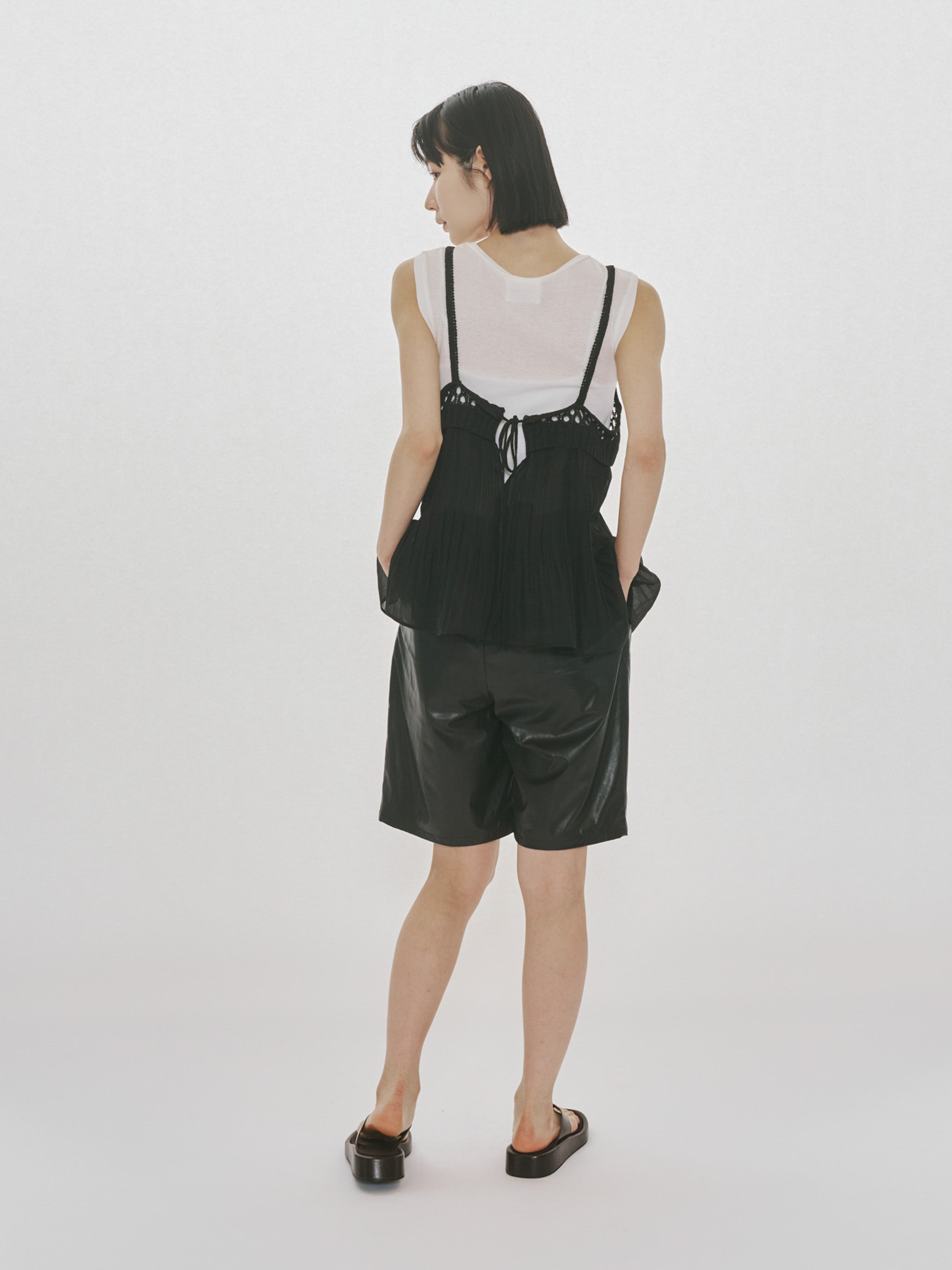 Woven Pleated Combined Camisole｜ニットプリーツキャミソール