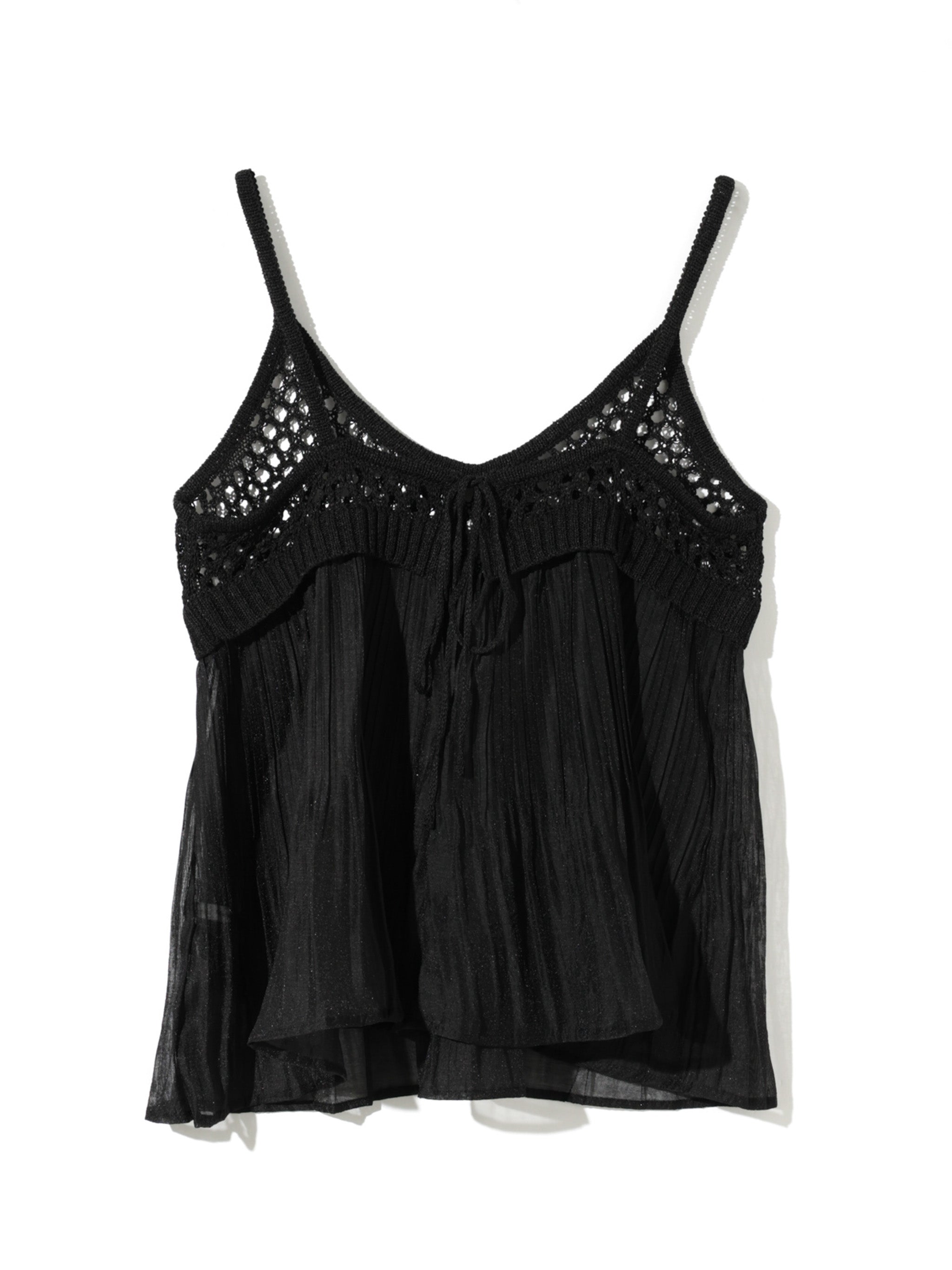 Woven Pleated Combined Camisole｜ニットプリーツキャミソール