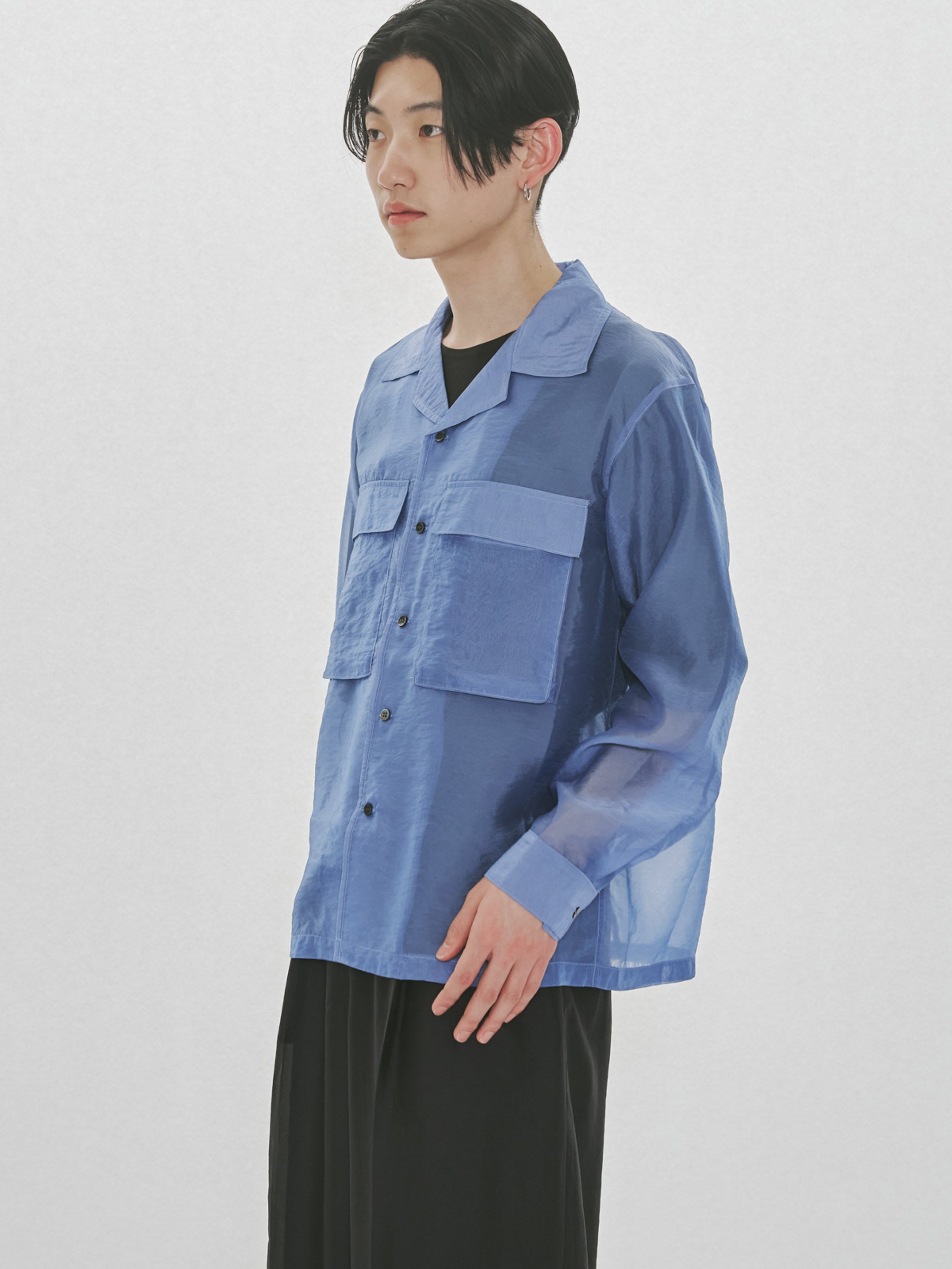 sheer open collar shirt