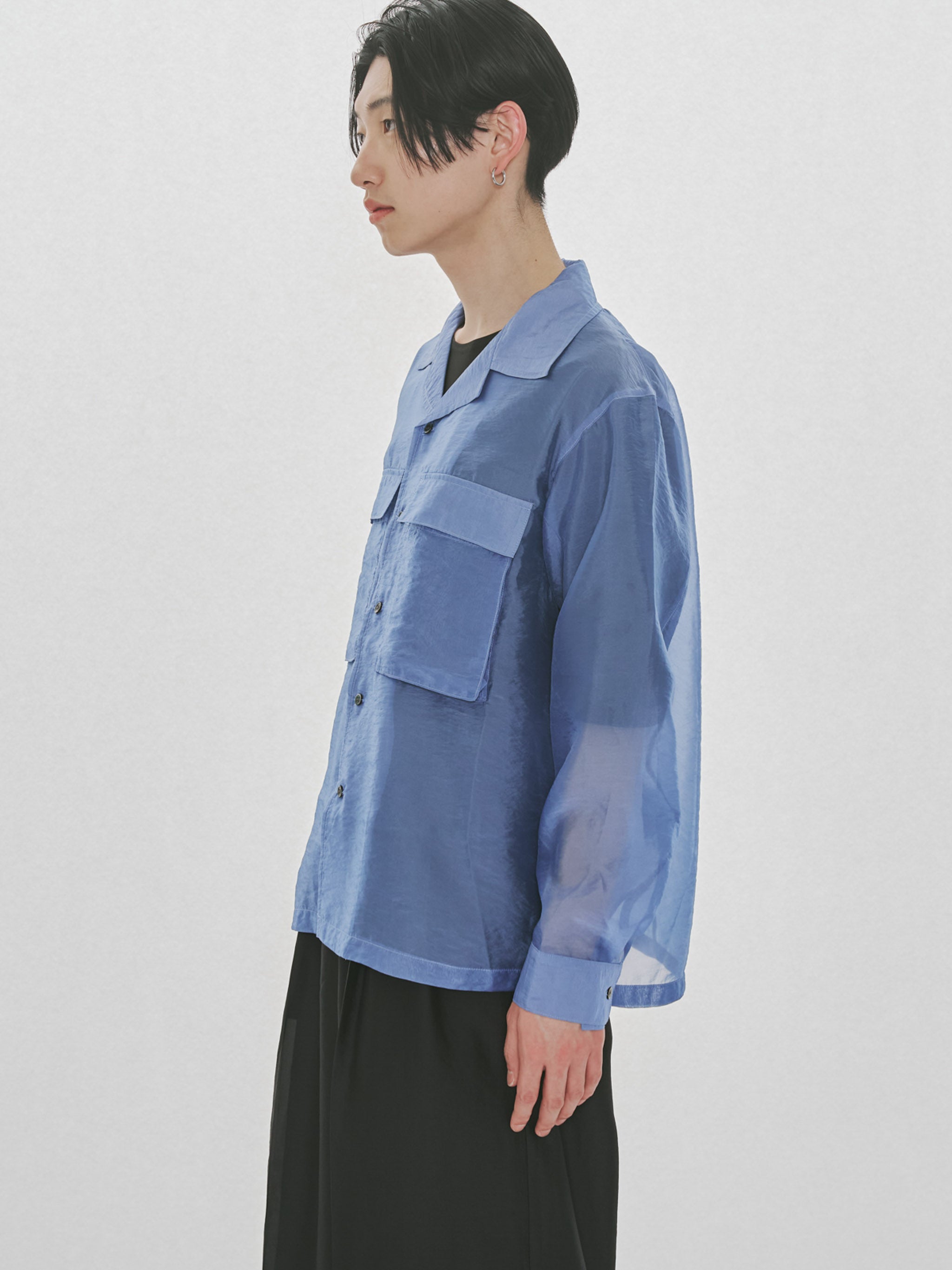 sheer open collar shirt