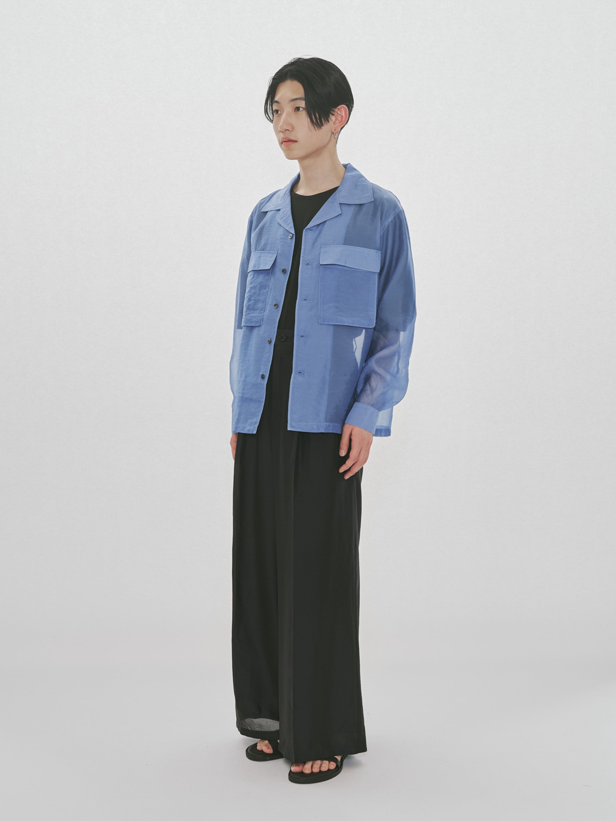 sheer open collar shirt