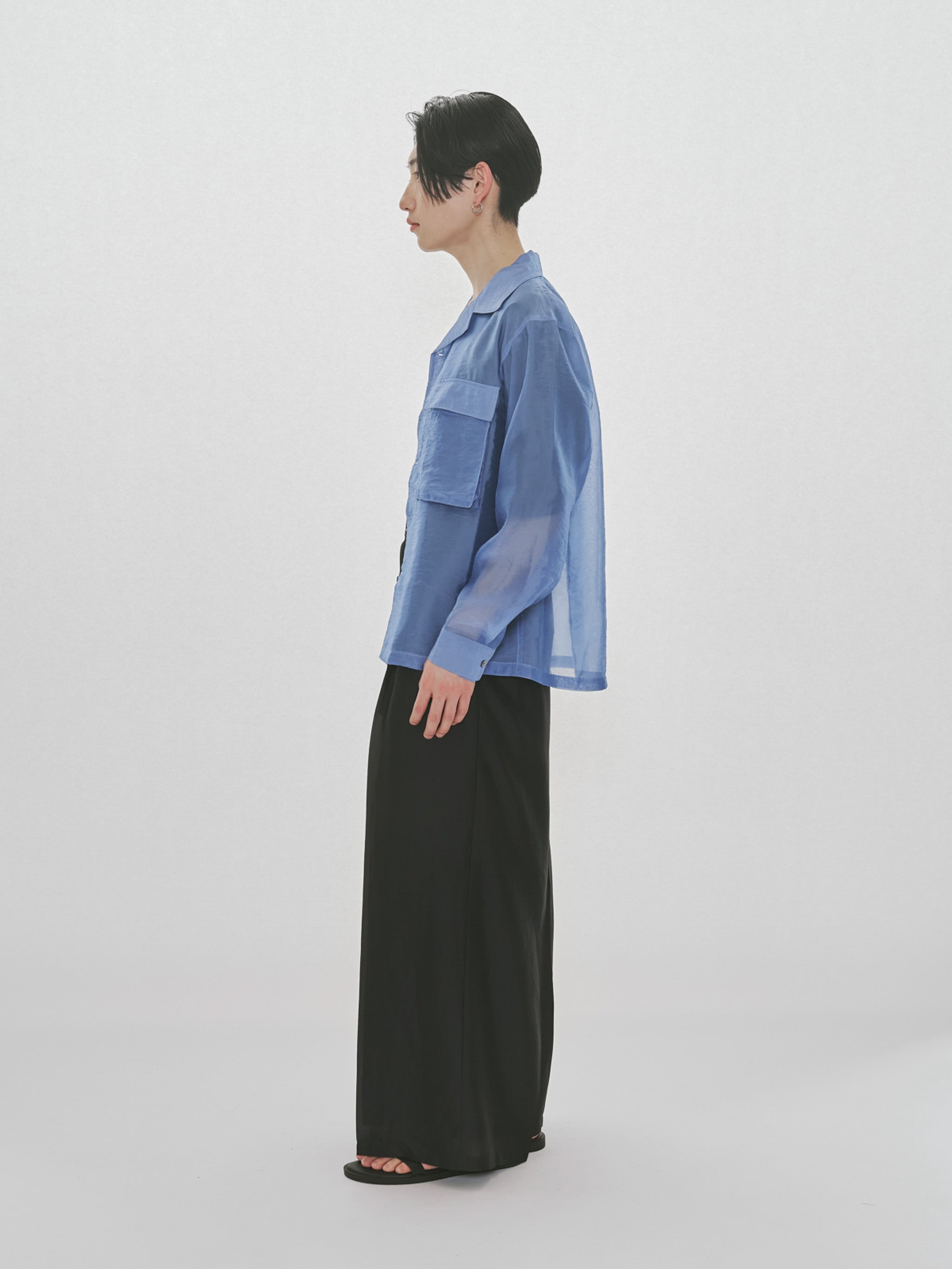 sheer open collar shirt