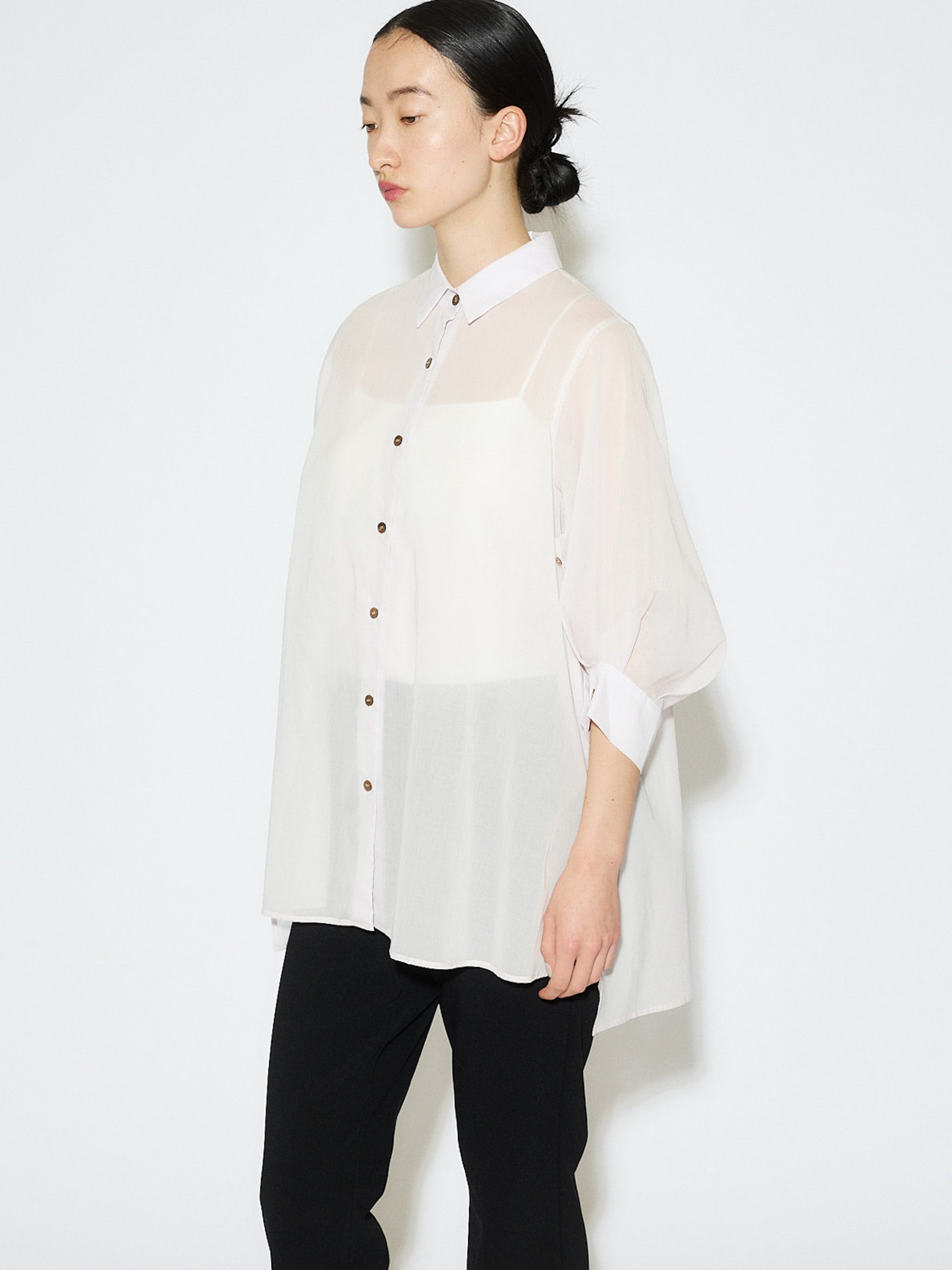 sheer slit sleeve tunic shirt[A]
