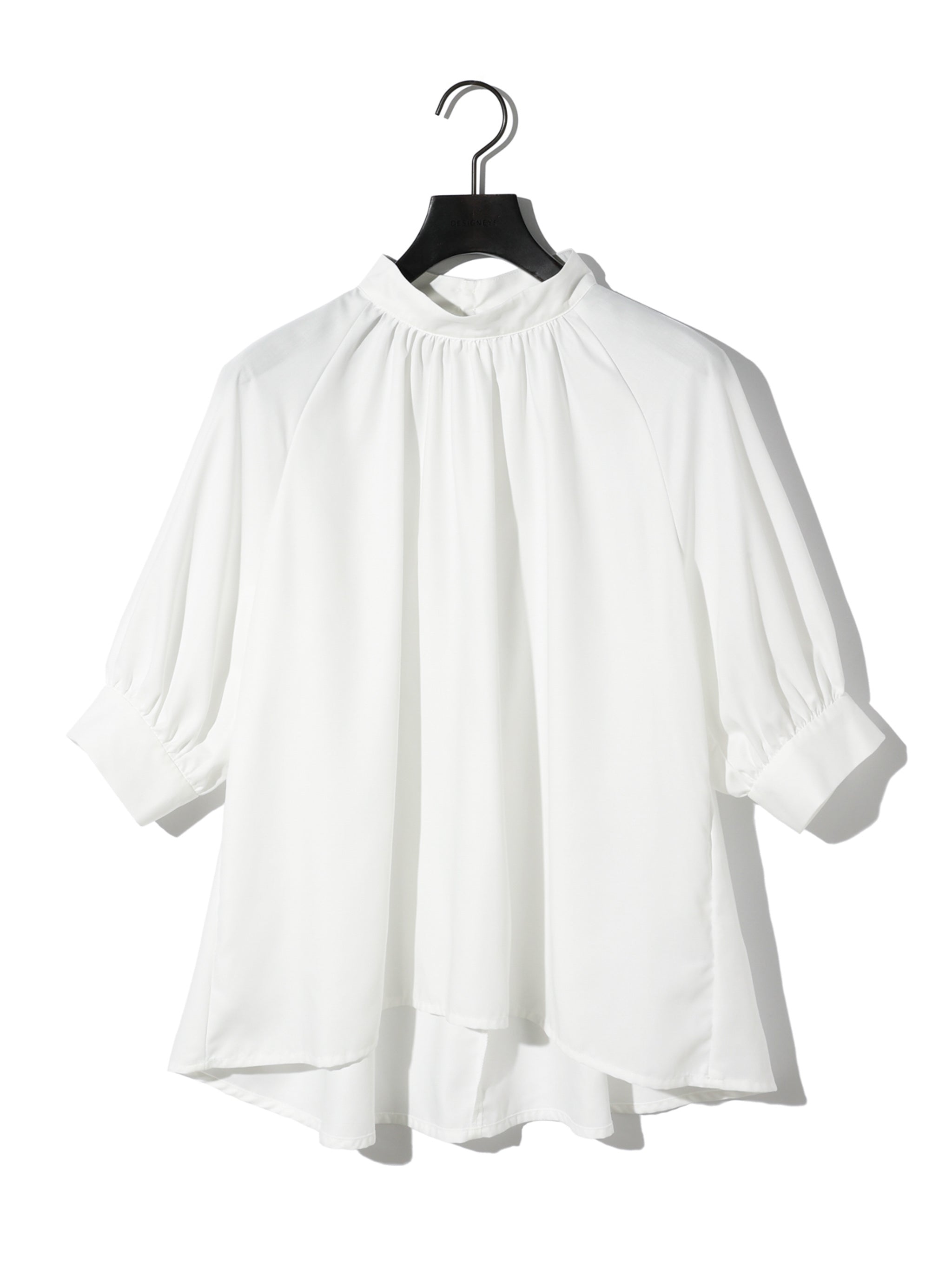 high neck gather blouse [A]
