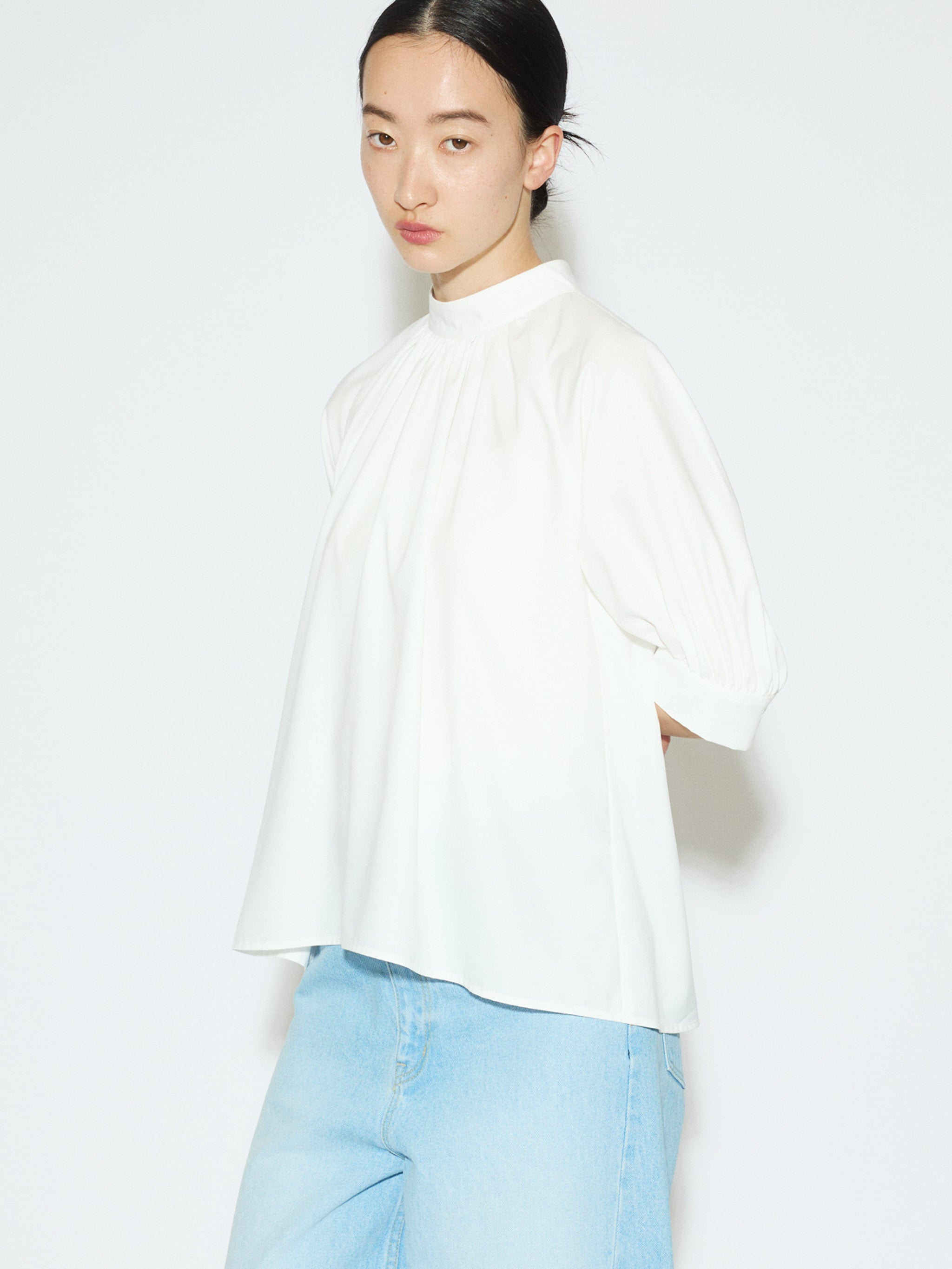 high neck gather blouse [A]