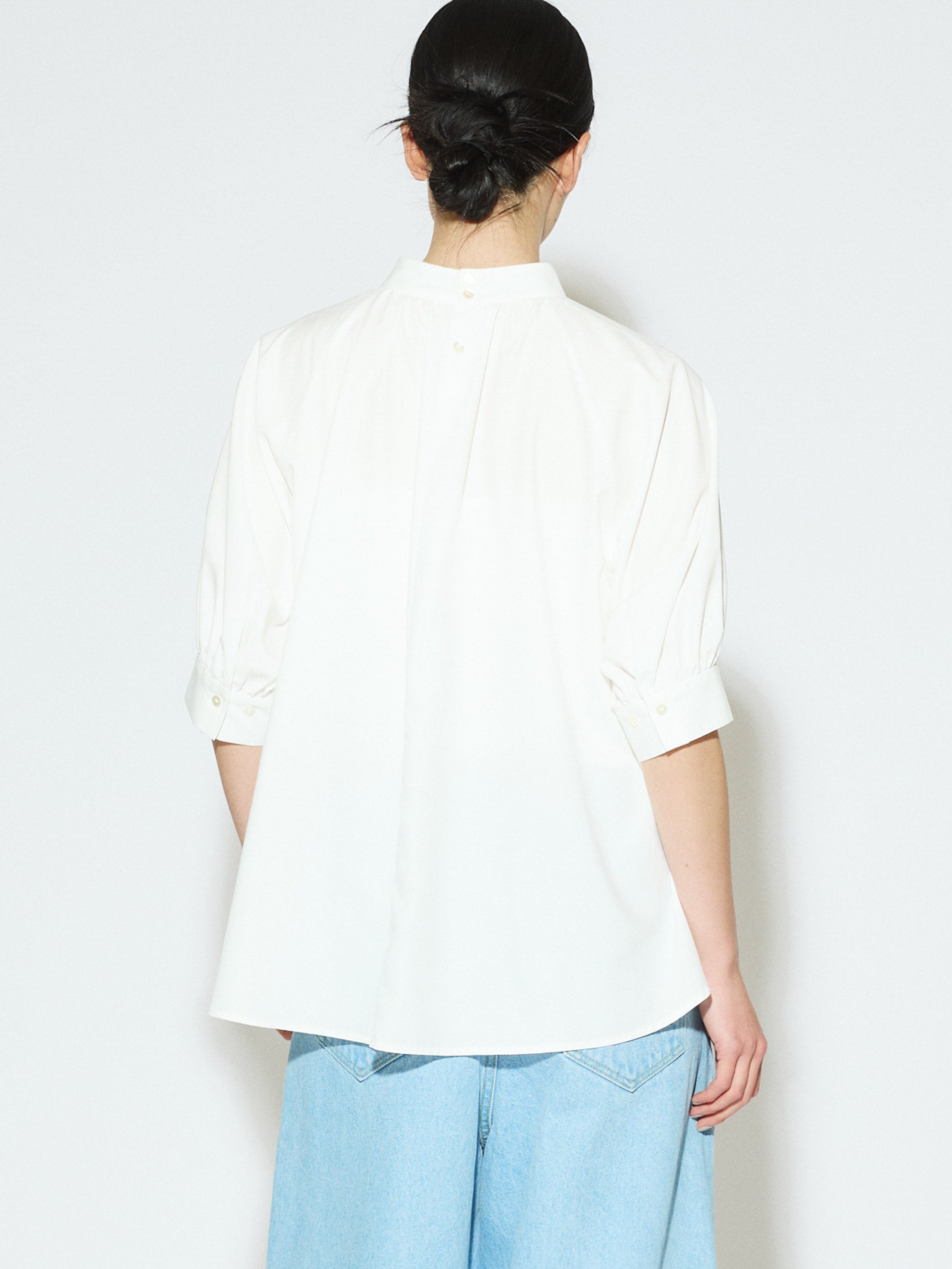 high neck gather blouse [A]