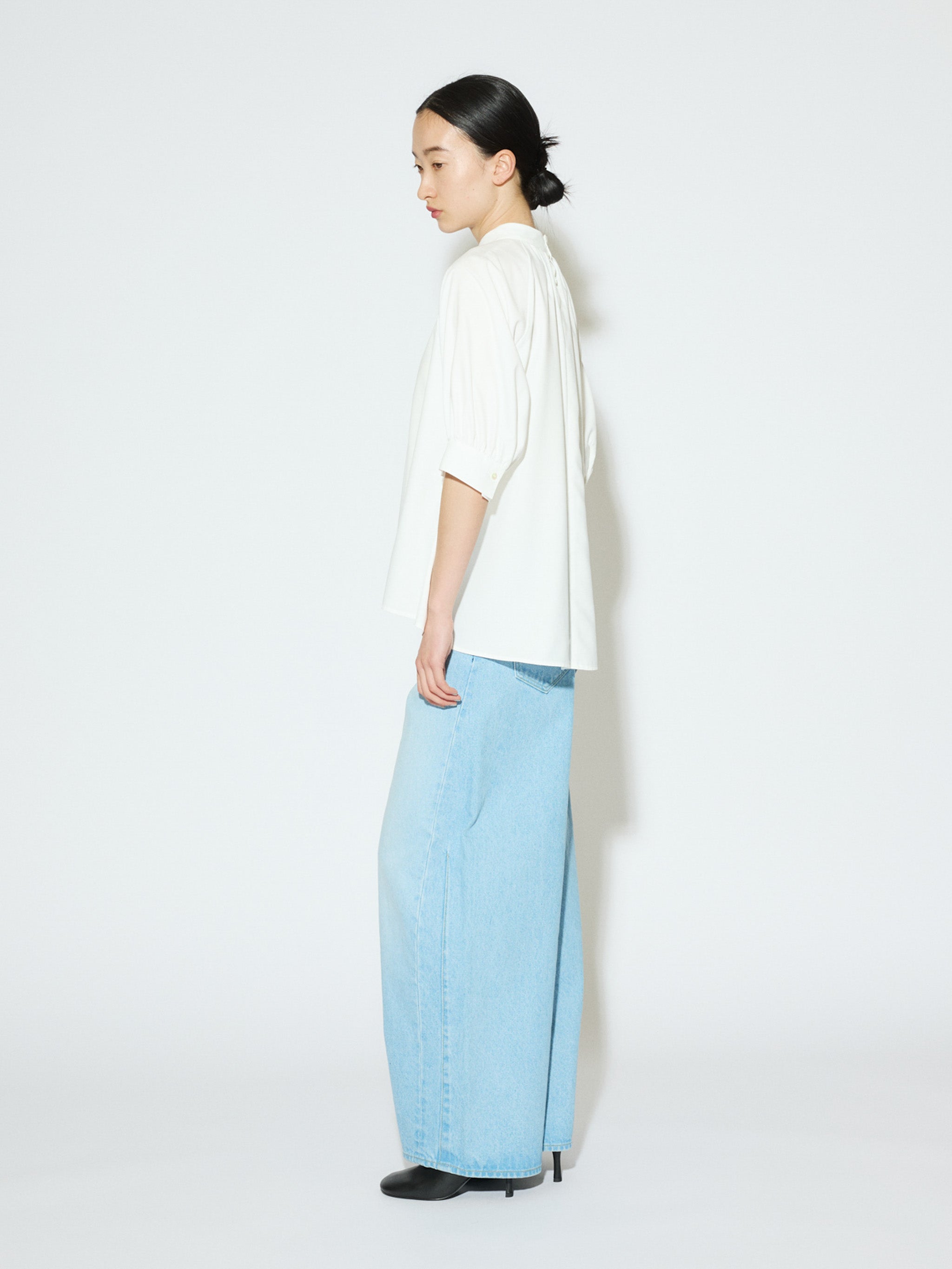 high neck gather blouse [A]