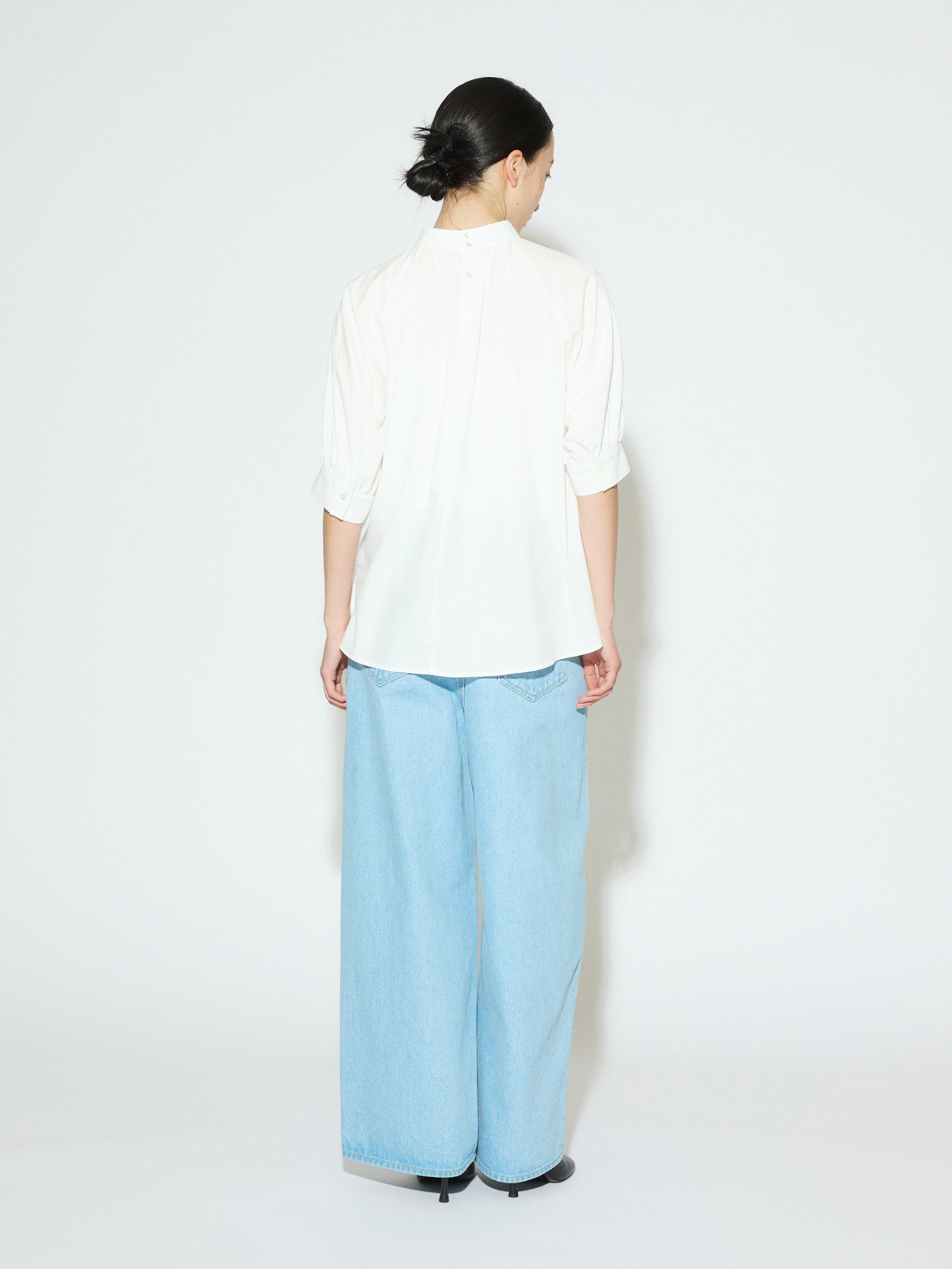 high neck gather blouse [A]