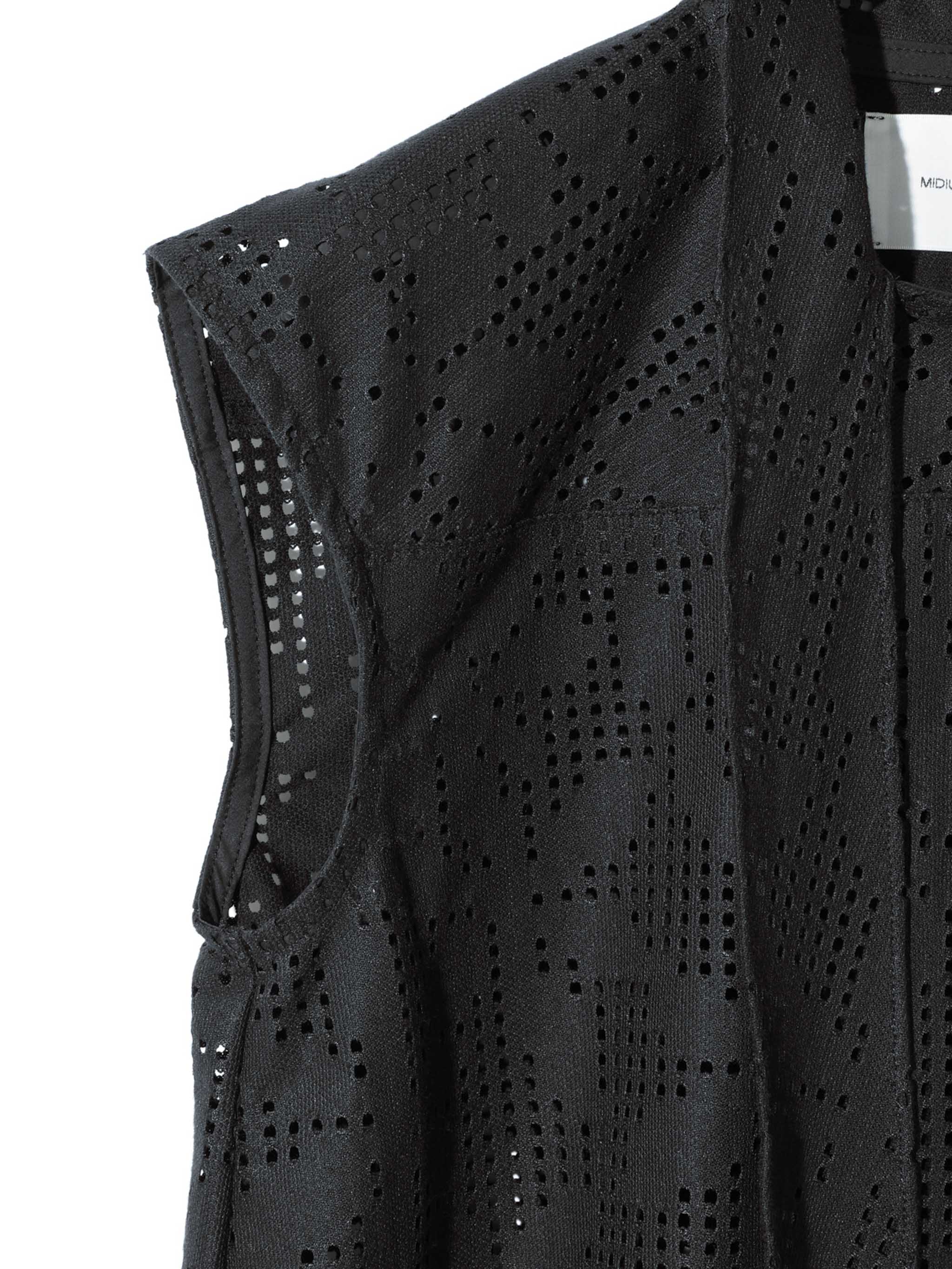lace bow tie no sleeve blouse[A]