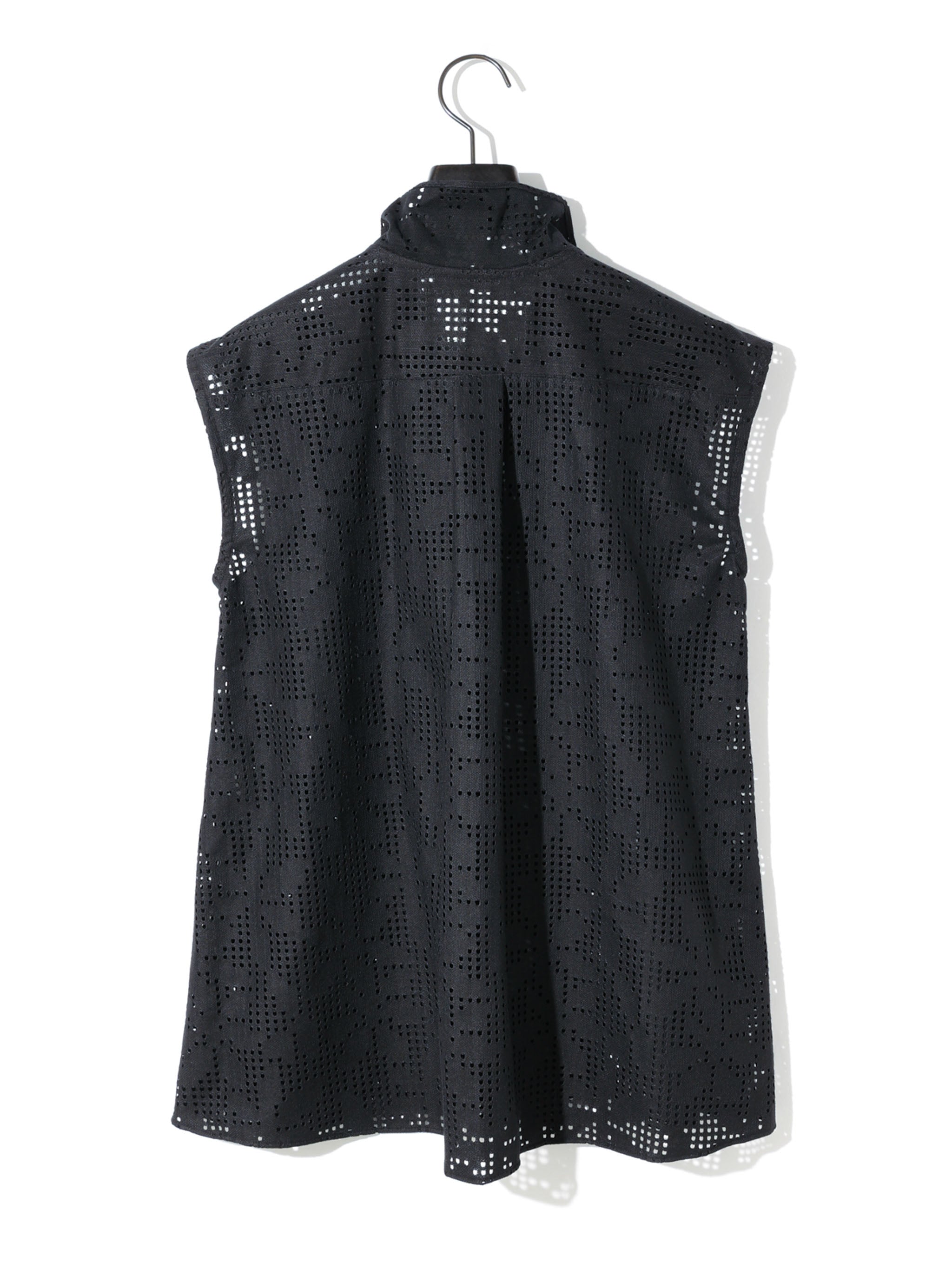 lace bow tie no sleeve blouse[A]