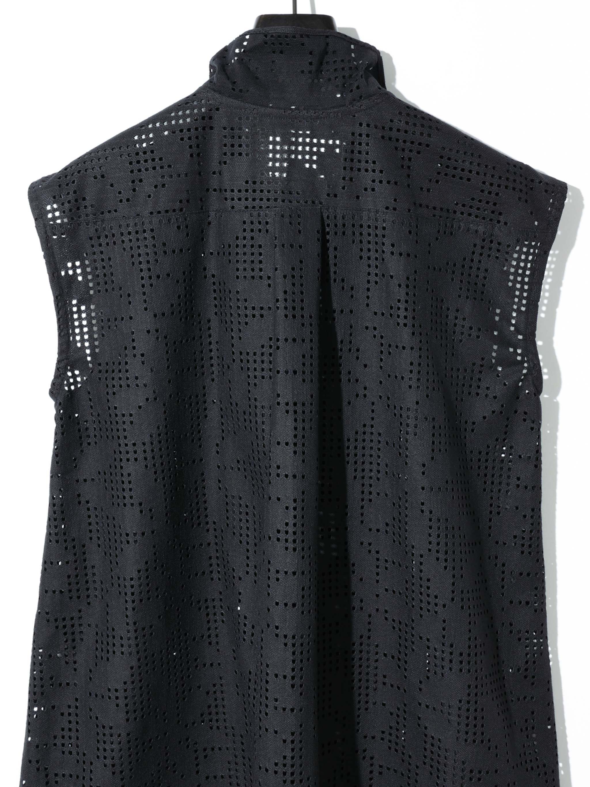 lace bow tie no sleeve blouse[A]