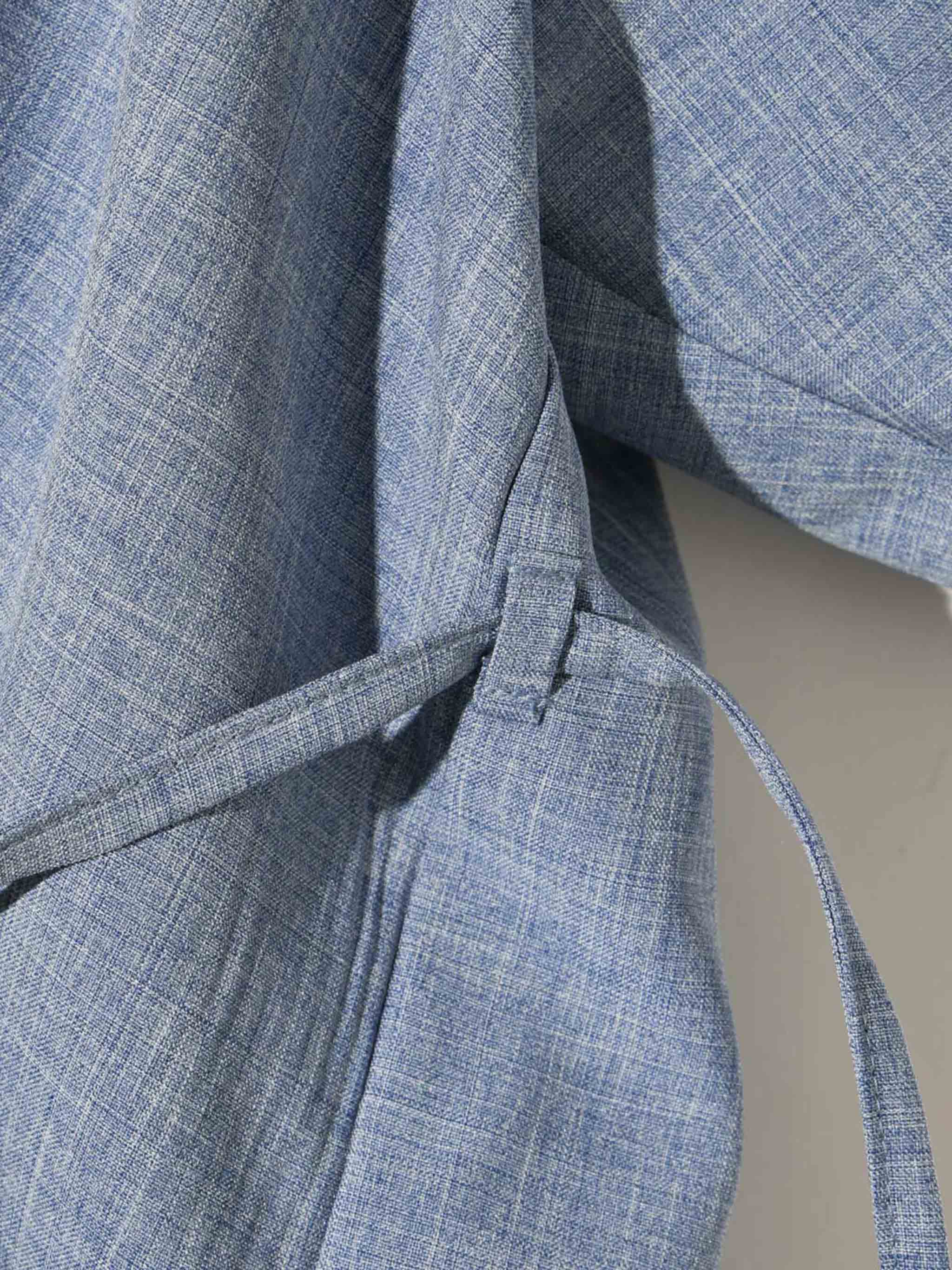 no collar drawstring shirt