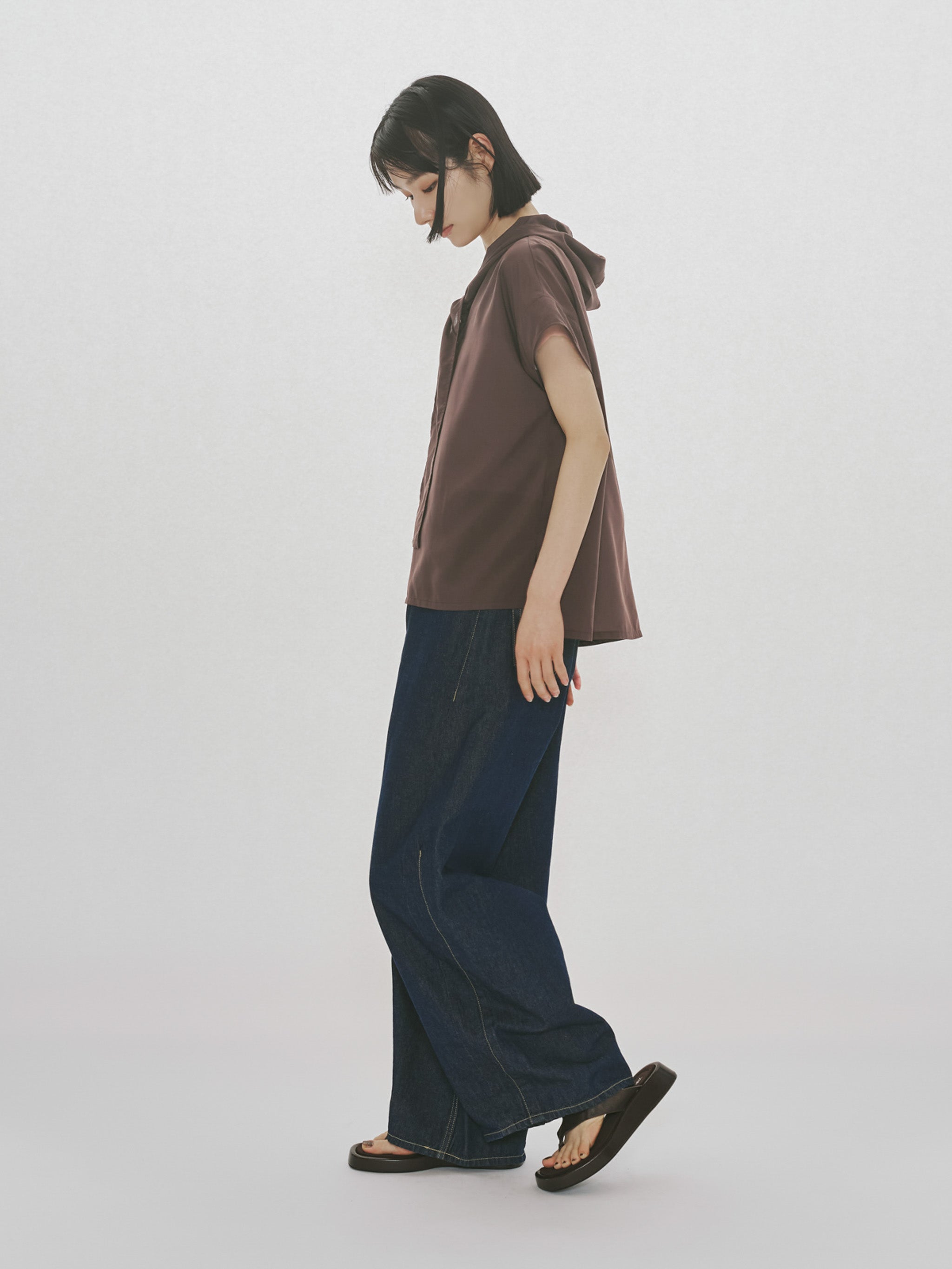 hooded tie wide pullover
