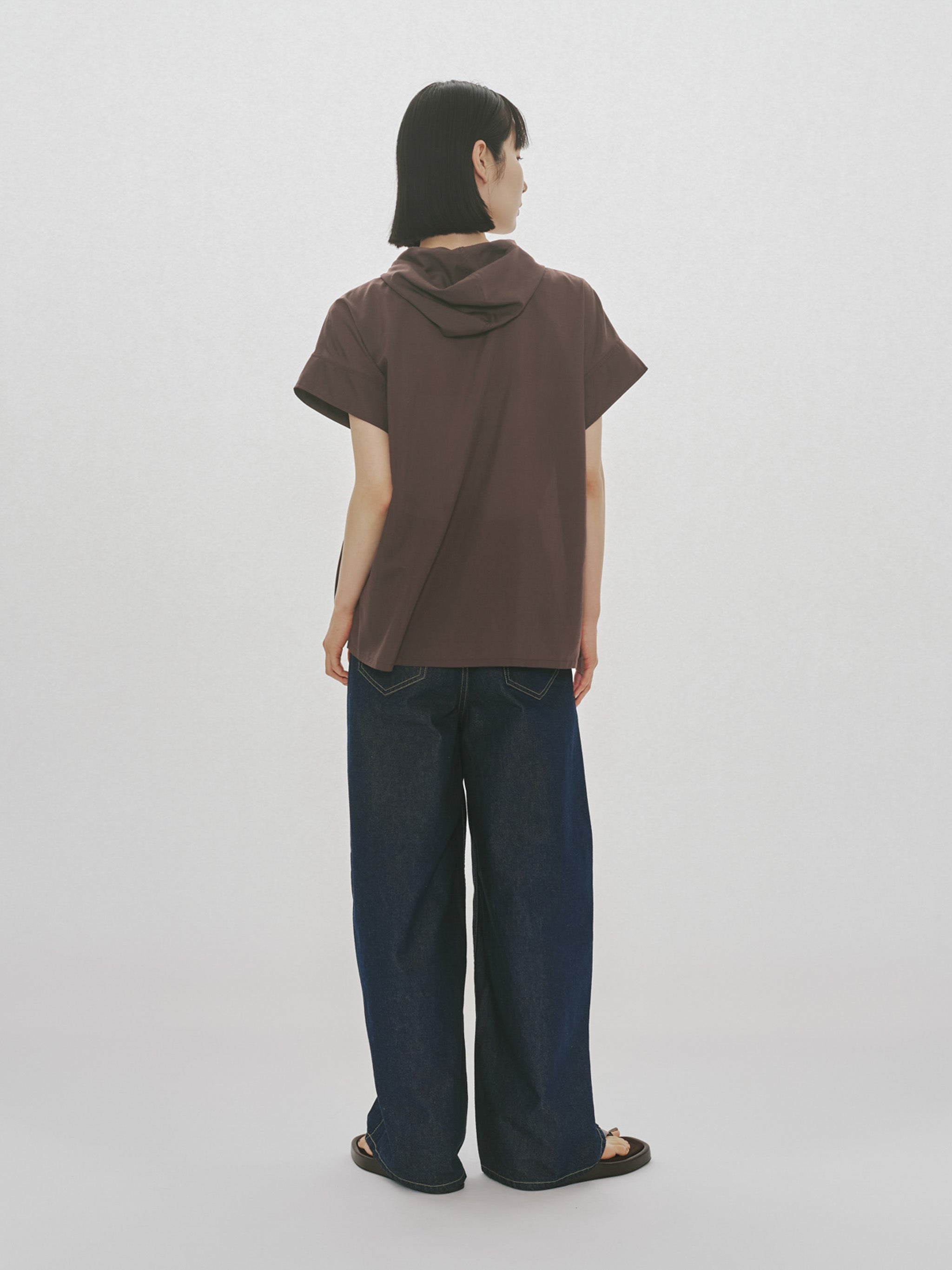 hooded tie wide pullover