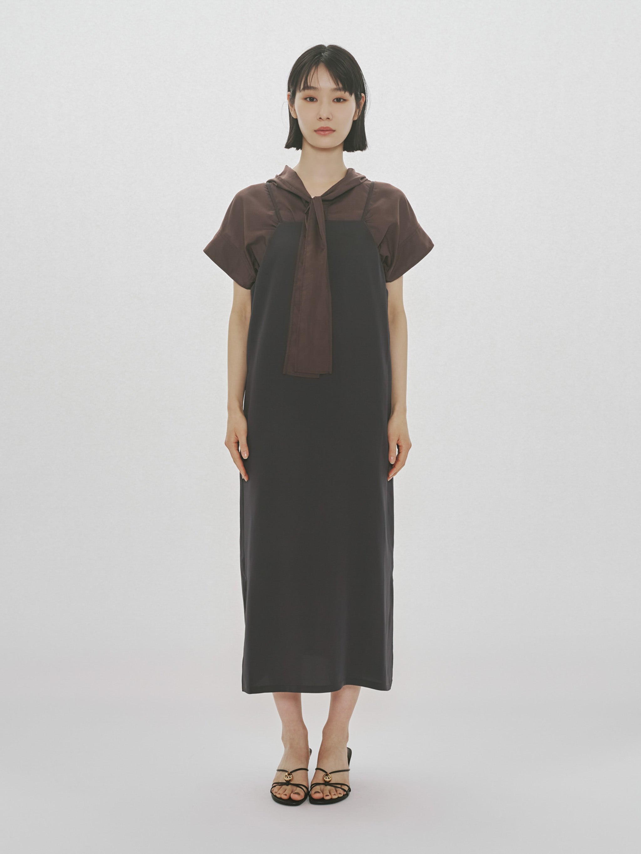 hooded tie wide pullover