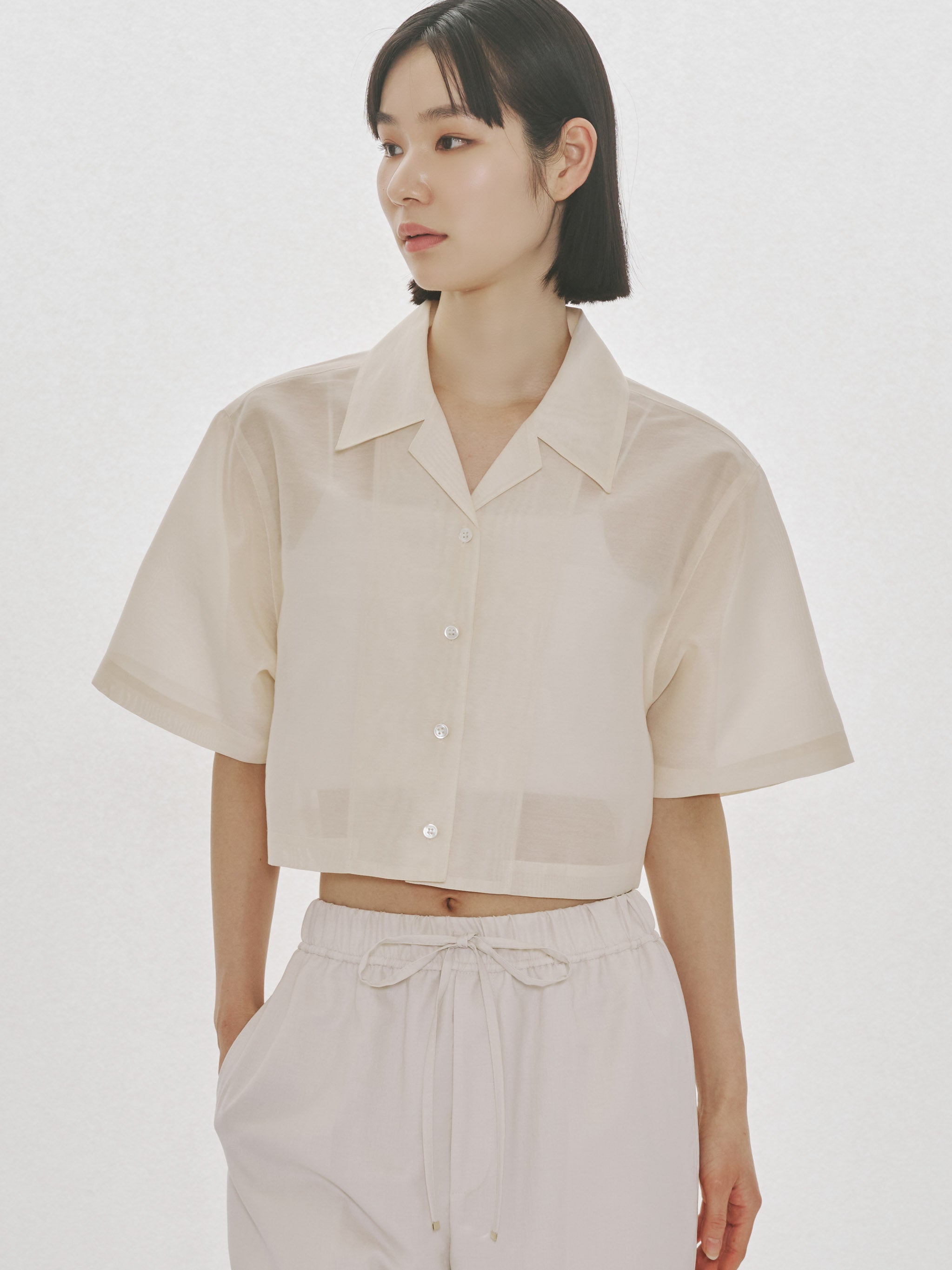 Sheer Open Collar Shirt｜シアーオープンカラーシャツ｜MIDIUMISOLID