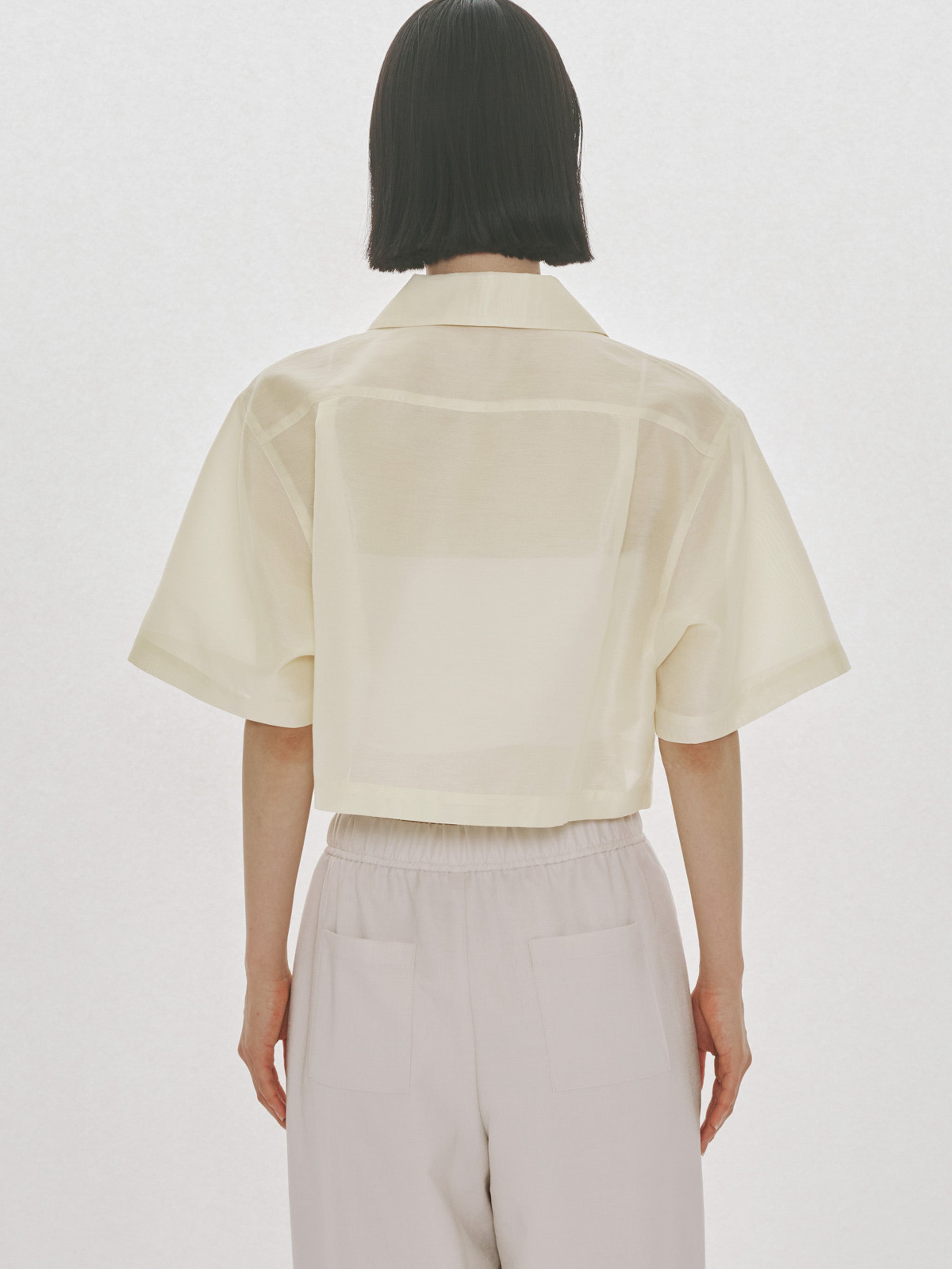 sheer open collar shirt