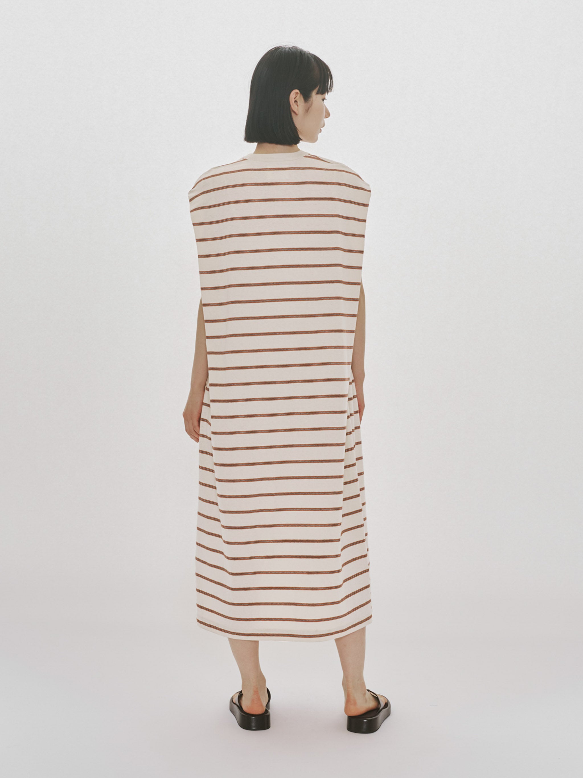 multi-striped no sleeve one-piece
