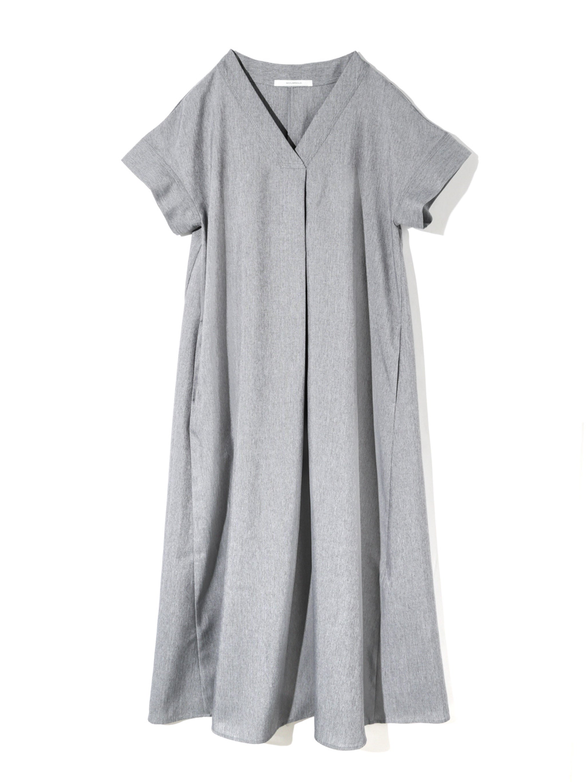 linen like V neck flare one-piece