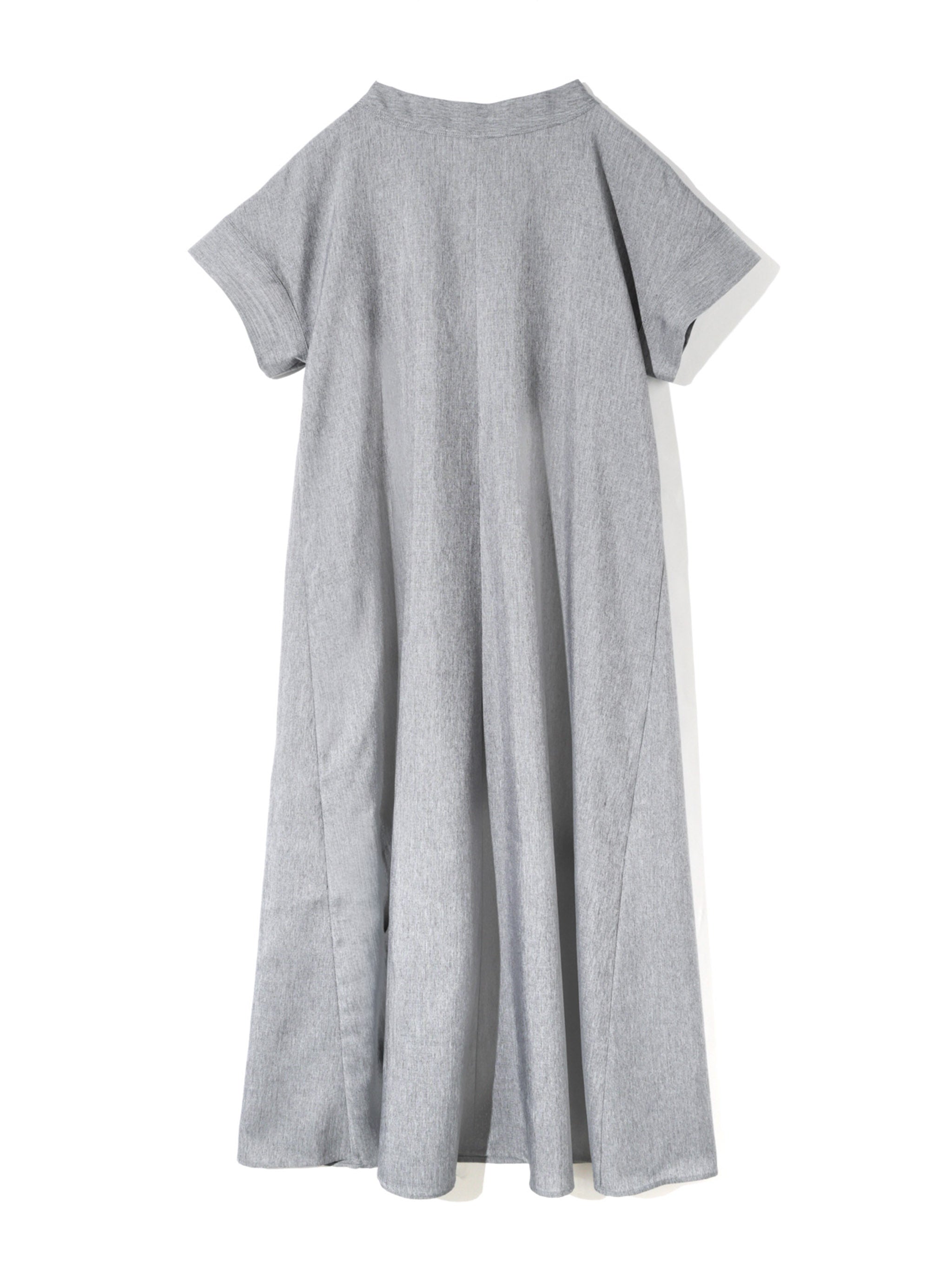 linen like V neck flare one-piece