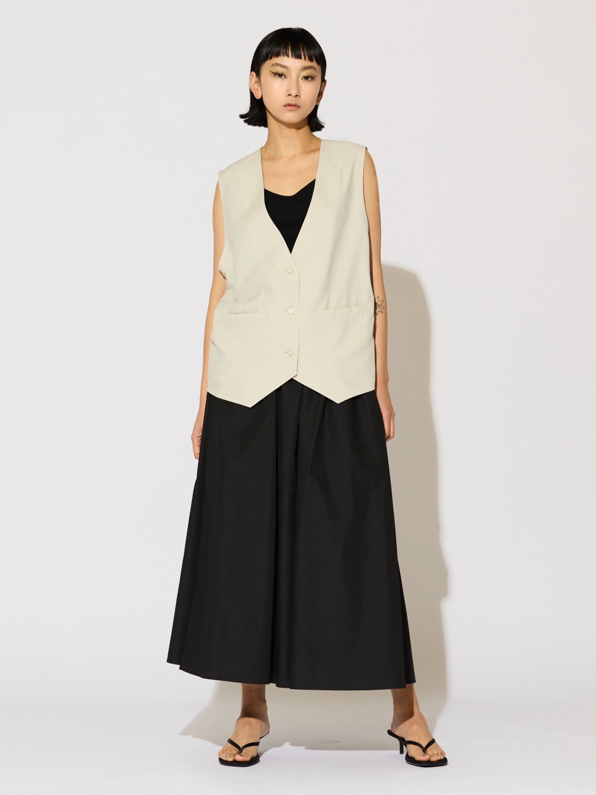 tucked gather volume skirt[A]