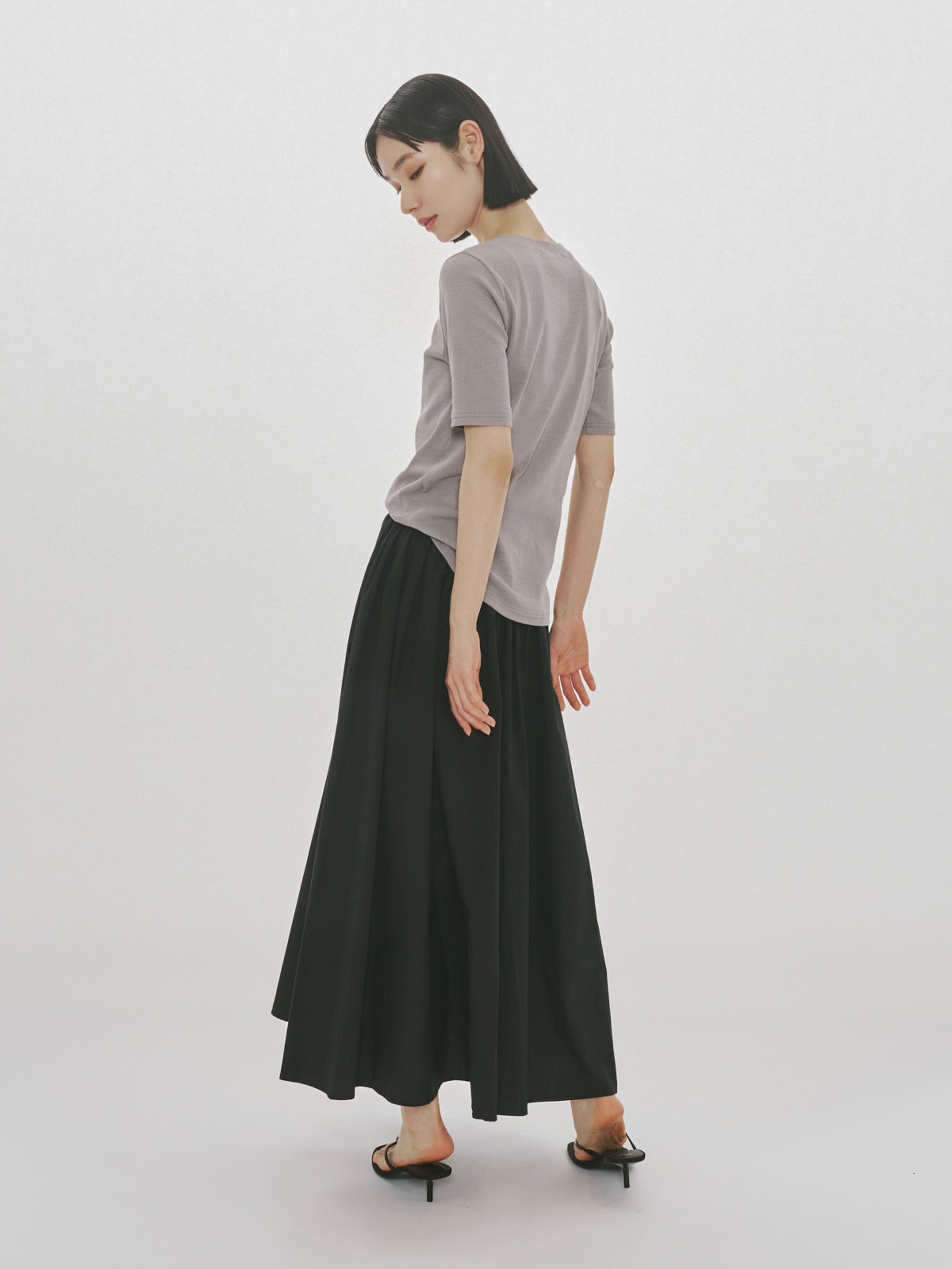 tucked gather volume skirt