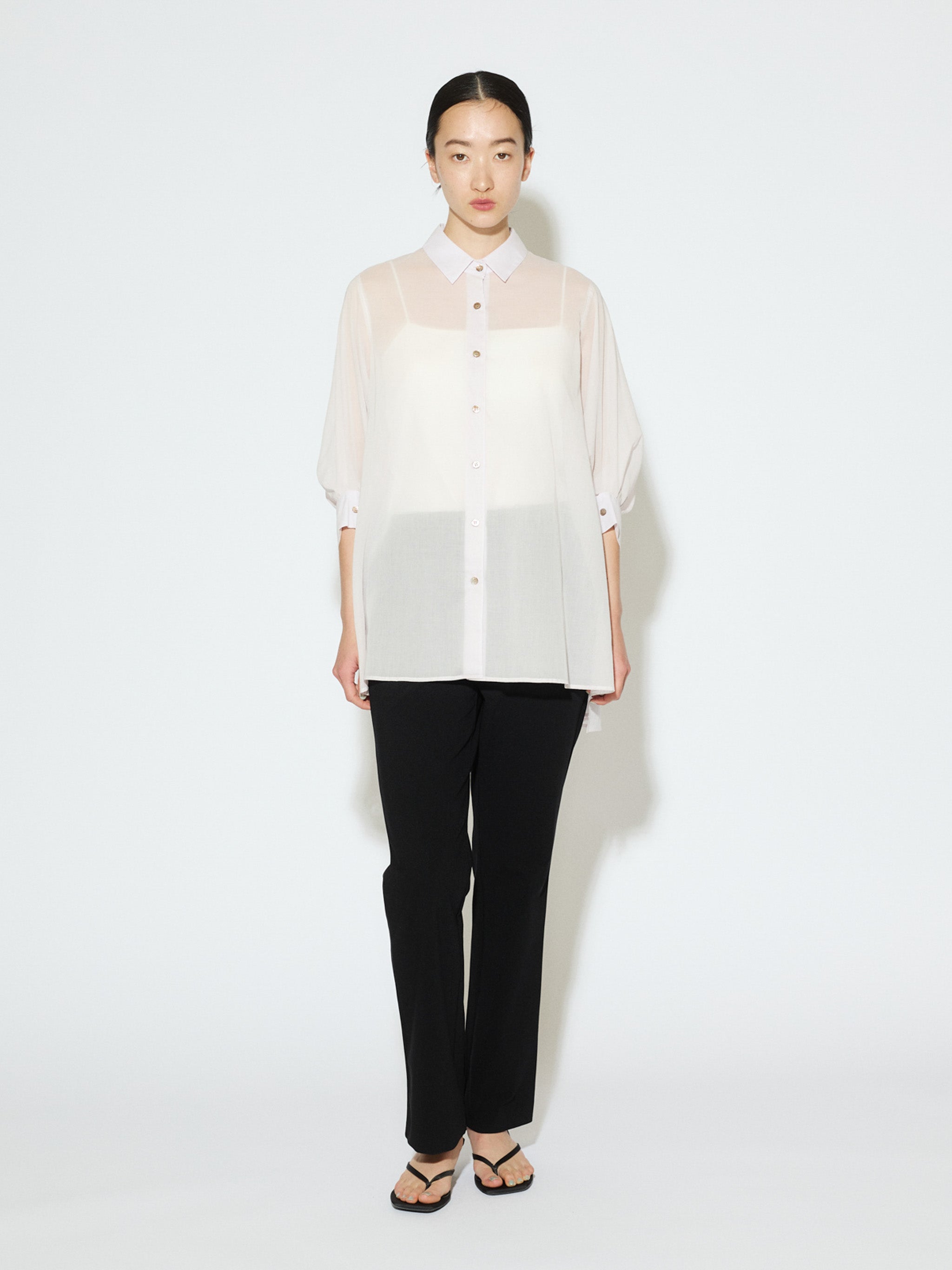 rib fit straight pants[A]