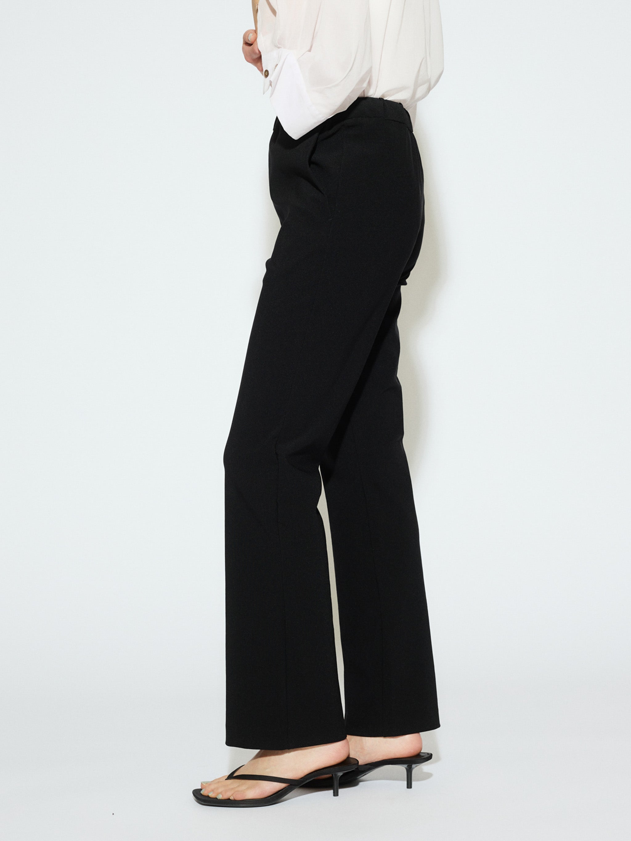 rib fit straight pants[A]