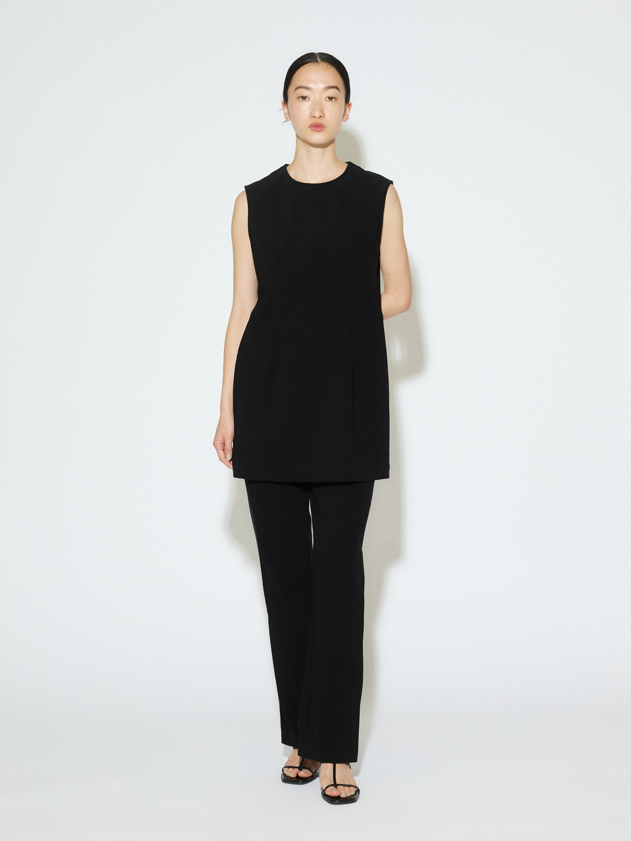 rib fit straight pants[A]