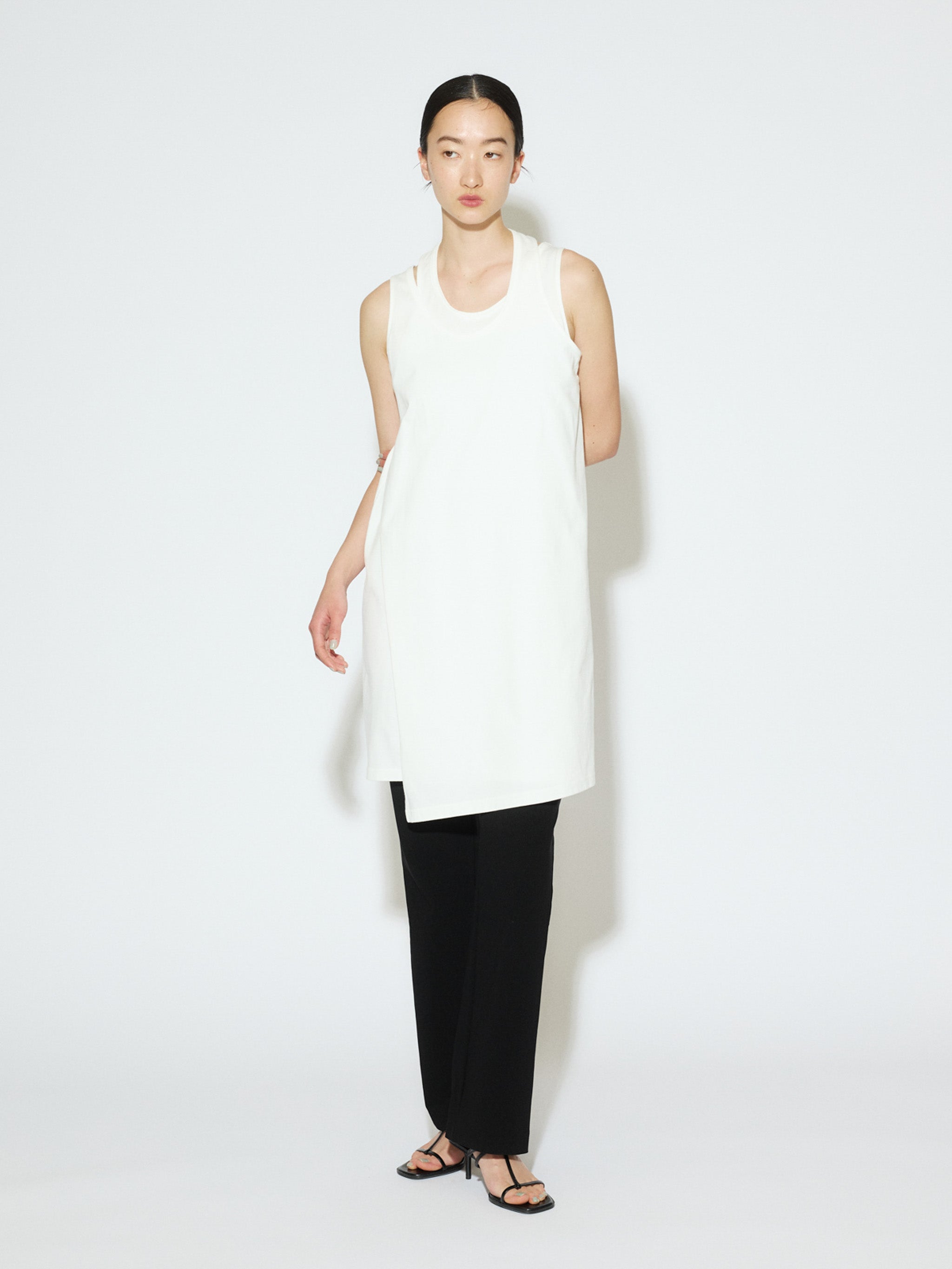 rib fit straight pants[A]