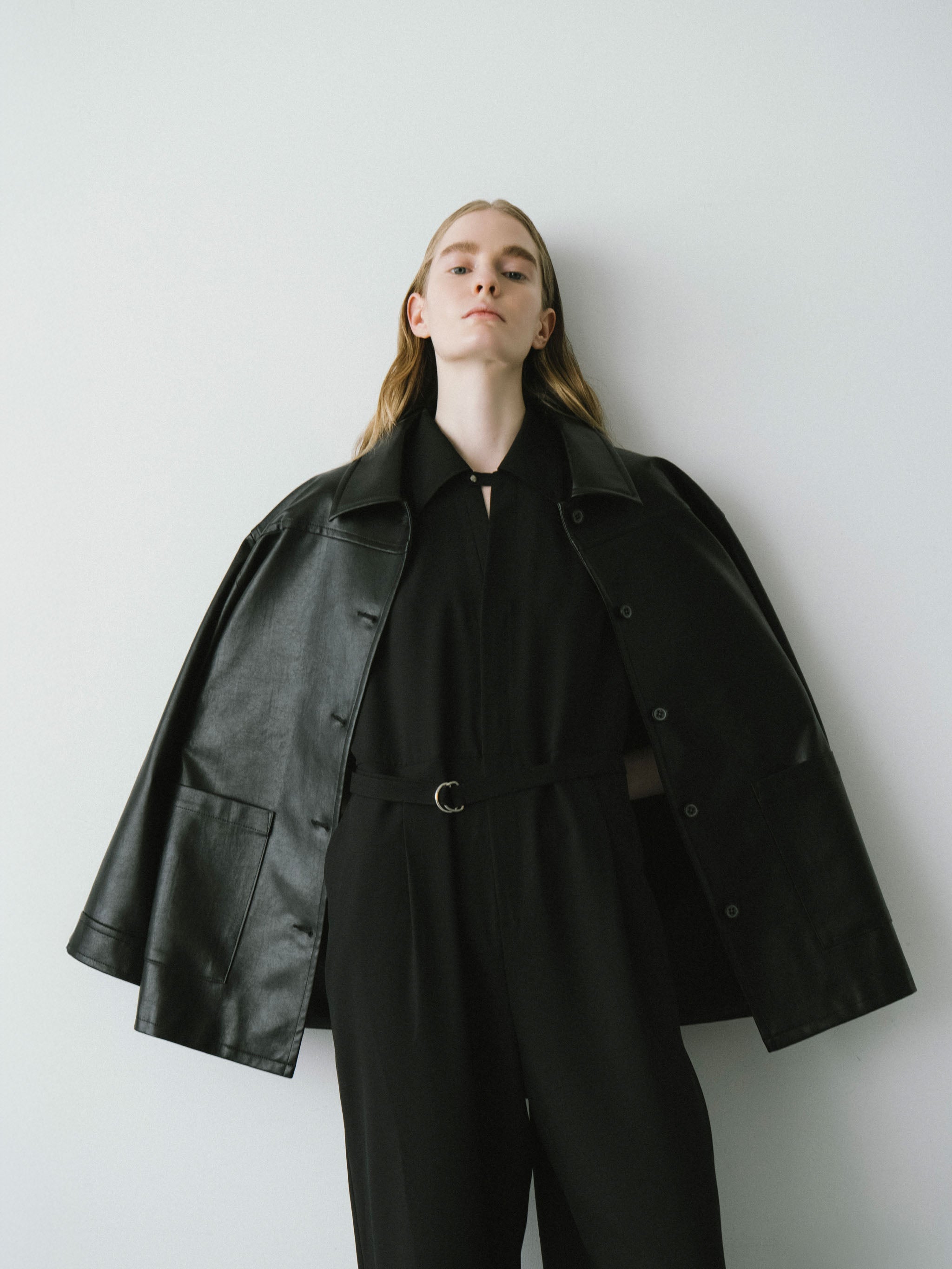 synthetic leather over size blouson